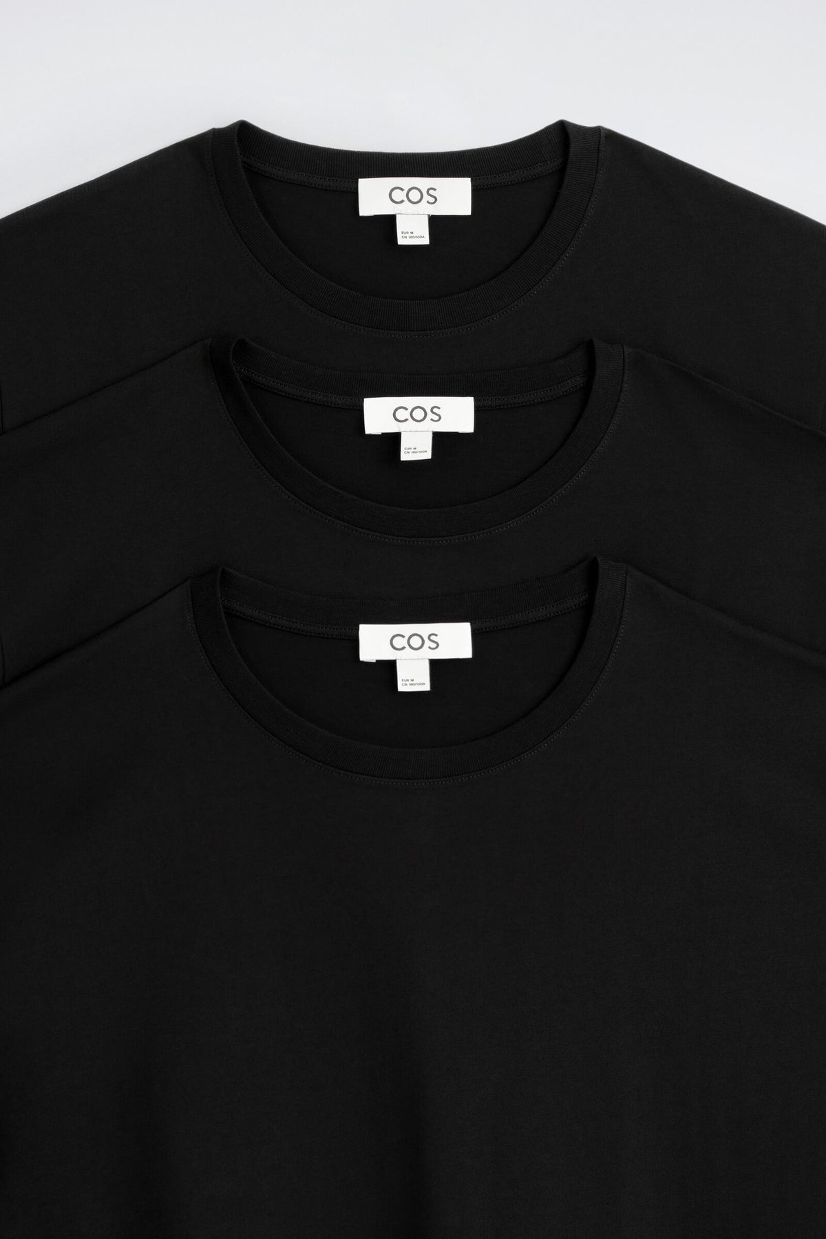 3-PACK DE CAMISETAS DE ALGODÓN CON CUELLO REDONDO - NEGRO | DescriptiveStillLife
