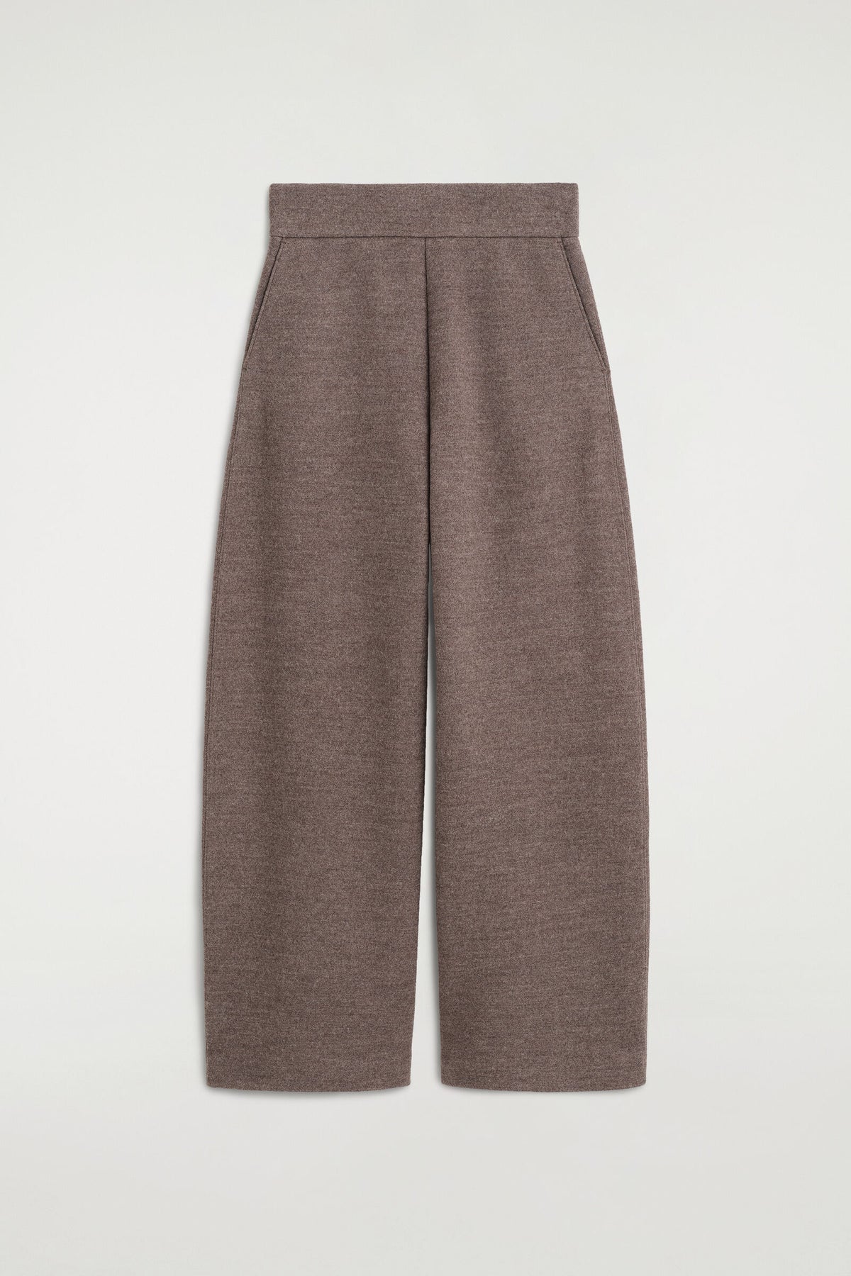 PANTALONES DE PIERNA BARREL DE MEZCLA DE LANA ESCALDADA - BEIGE MÉLANGE | DescriptiveStillLife