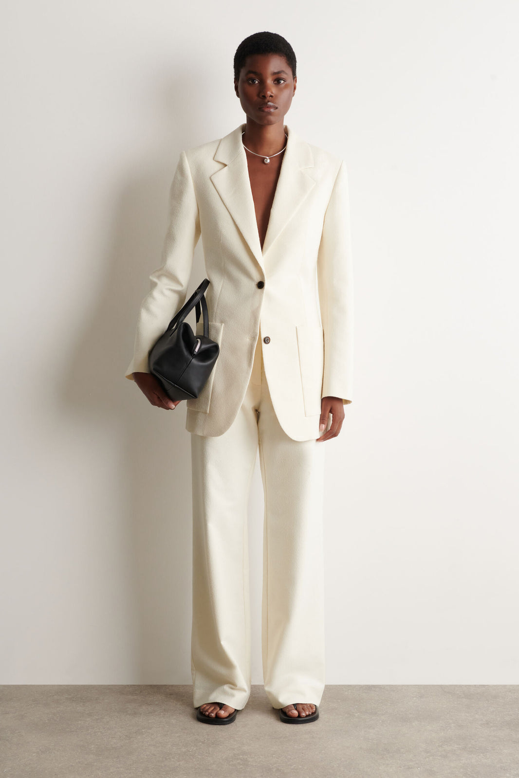 BLAZER BOUCLÉ DE UN SOLO BOTÓN - BLANCO