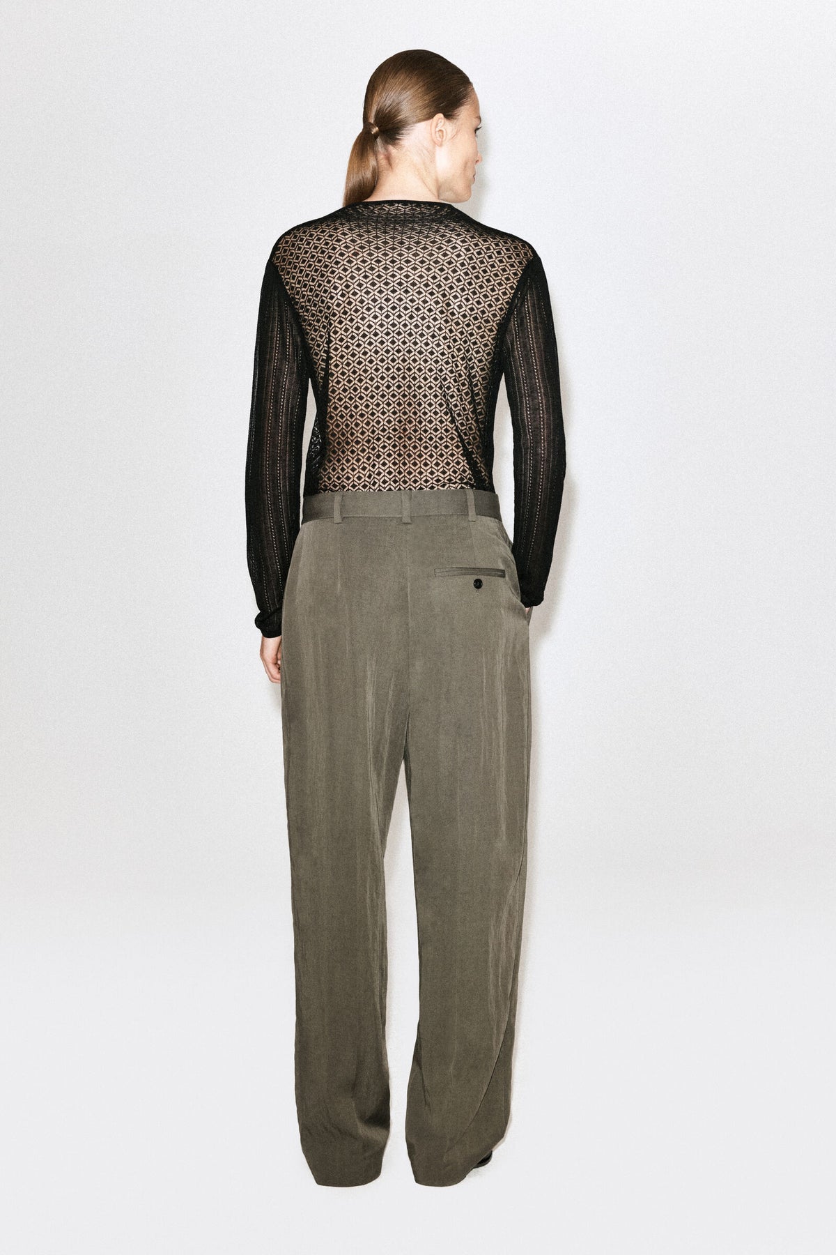 PANTALONES FLUIDOS PLISADOS DE PIERNA RECTA - BEIGE OSCURO