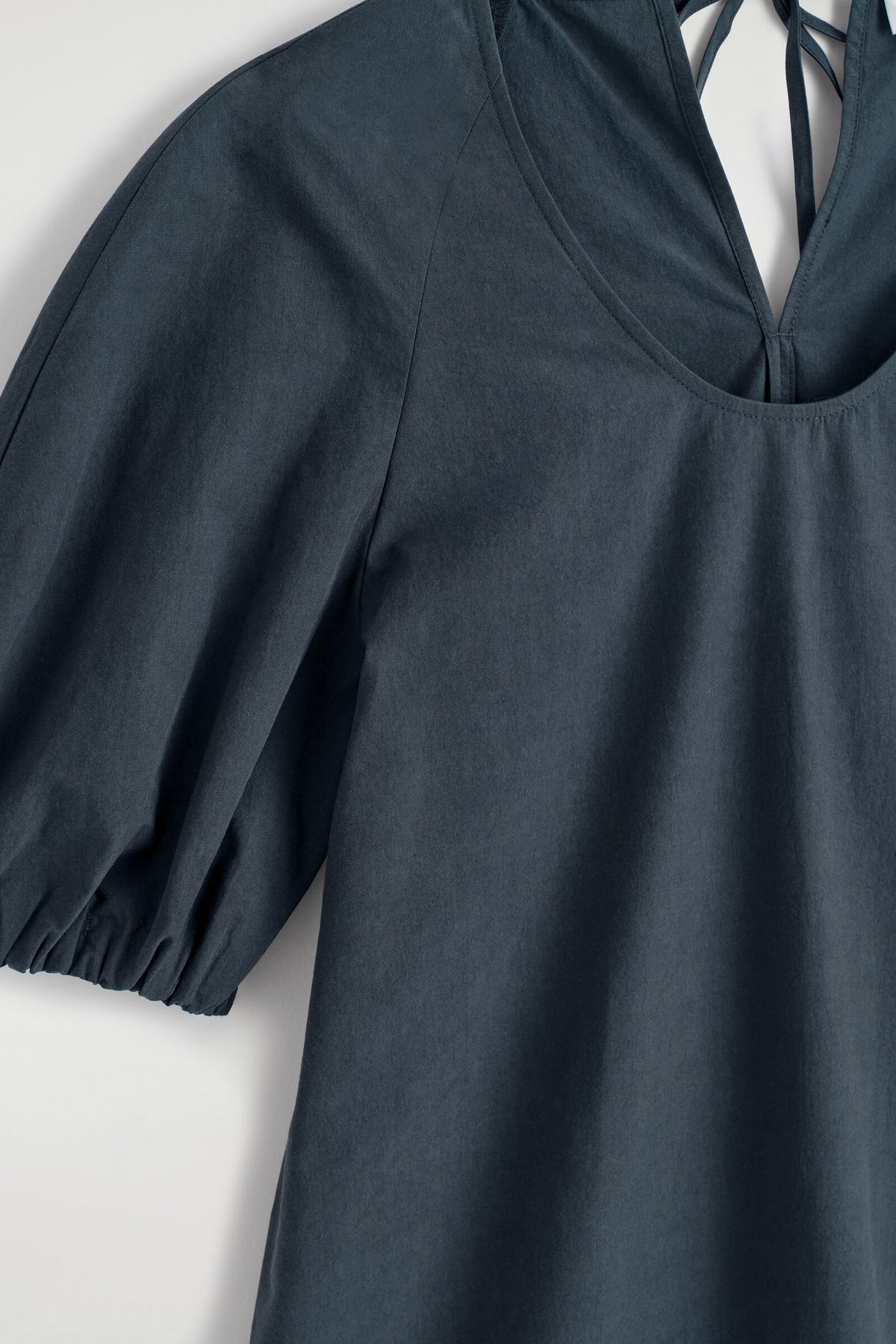 VESTIDO MINI DE ALGODÓN CON MANGAS ABULLONADAS - NEGRO - StillMedia/DescriptiveDetail