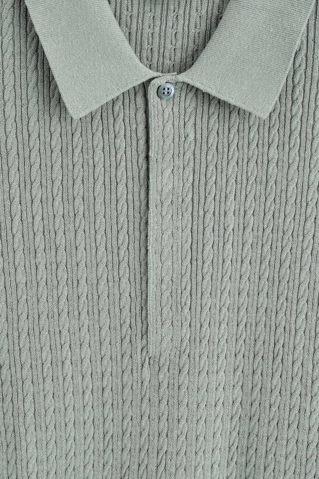 POLO DE ALGODÓN Y LINO TEJIDO EN TRENZAS - GRIS