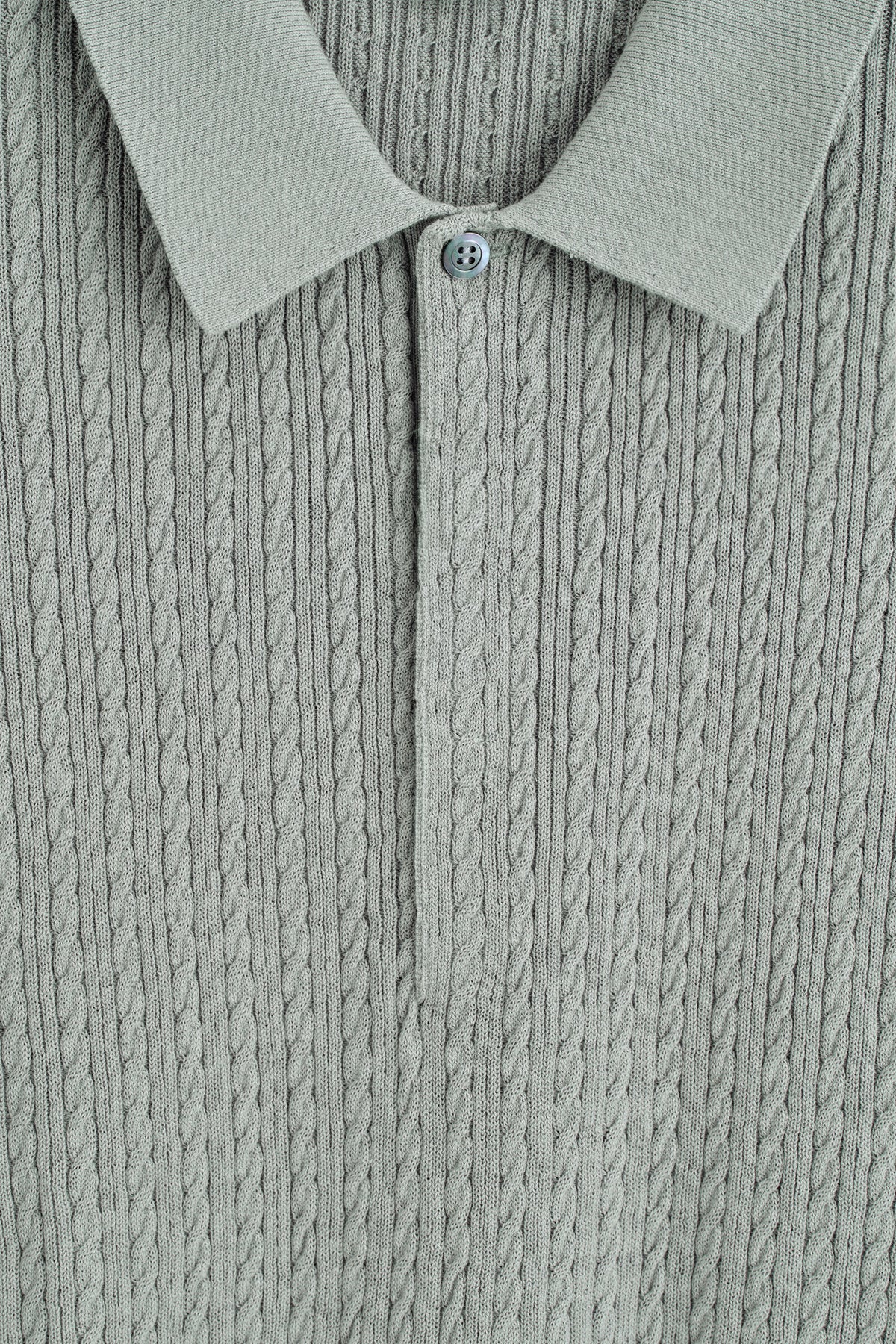 POLO DE ALGODÓN Y LINO TEJIDO EN TRENZAS - GRIS