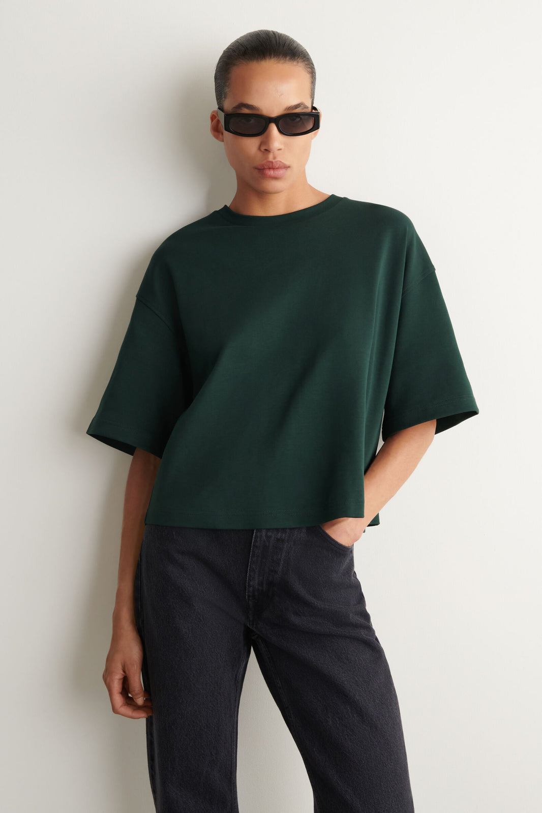 CAMISETA OVERSIZE ALGODÓN - VERDE OSCURO