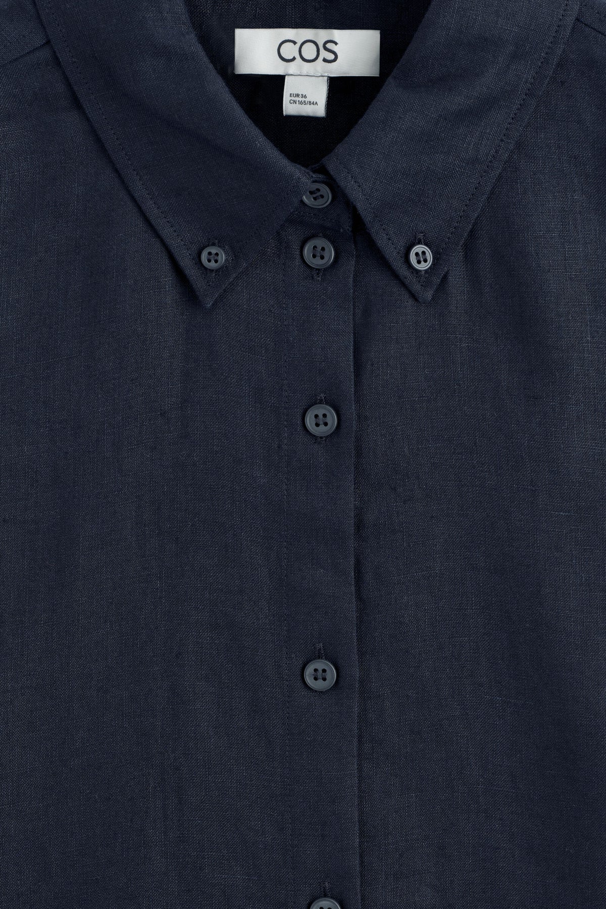CAMISA DE LINO CON CUELLO ABOTONADO - MARINO - StillMedia/DescriptiveDetail