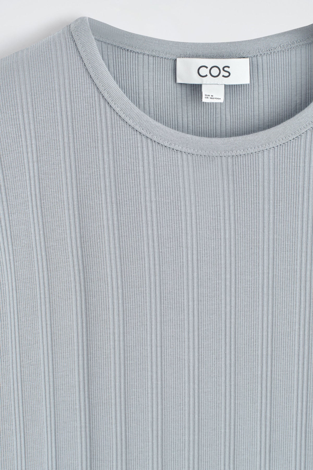 CAMISETA DE ALGODÓN ACANALADA DE AJUSTE SLIM - GRIS | DescriptiveDetail