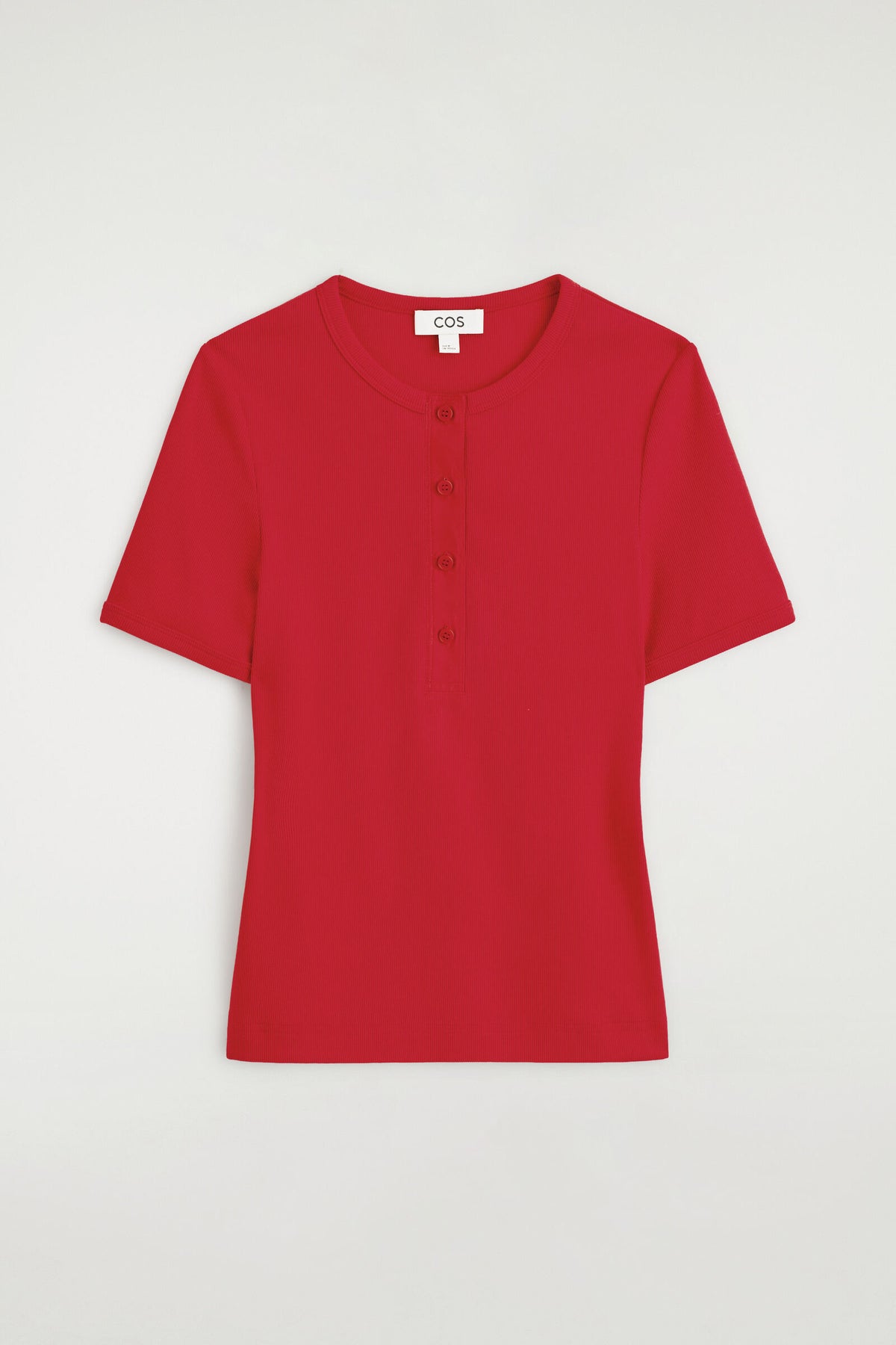 CAMISETA HENLEY ACANALADA - ROJO | DescriptiveStillLife