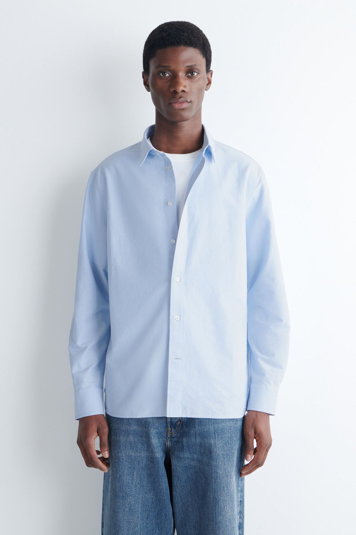CAMISA DE ALGODÓN OXFORD - AZUL CLARO