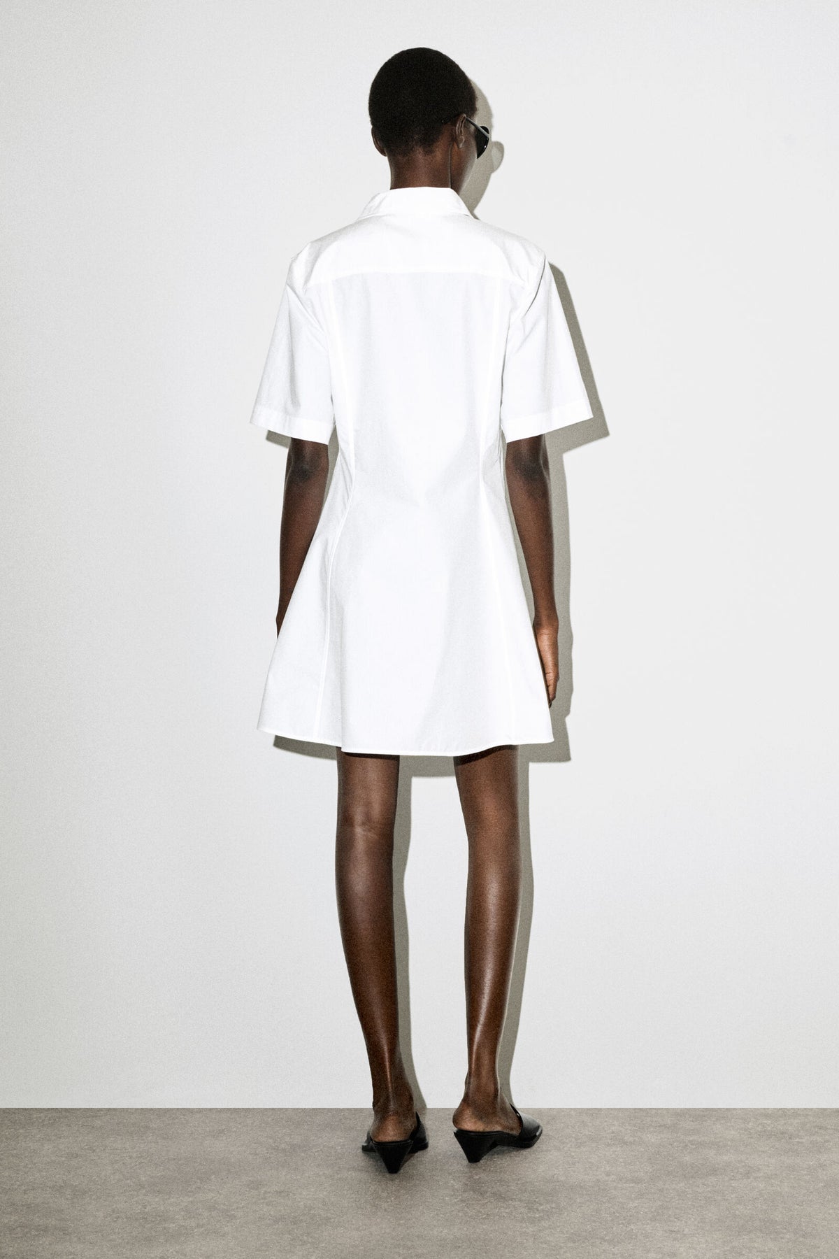VESTIDO MINI CLÁSICO DE ALGODÓN - BLANCO