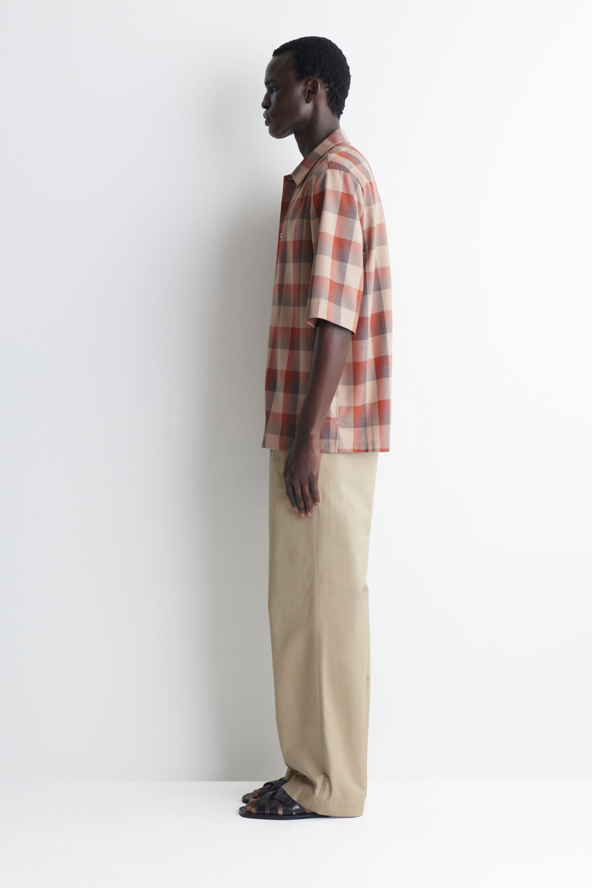 CAMISA A CUADROS - BEIGE / NARANJA / A CUADROS