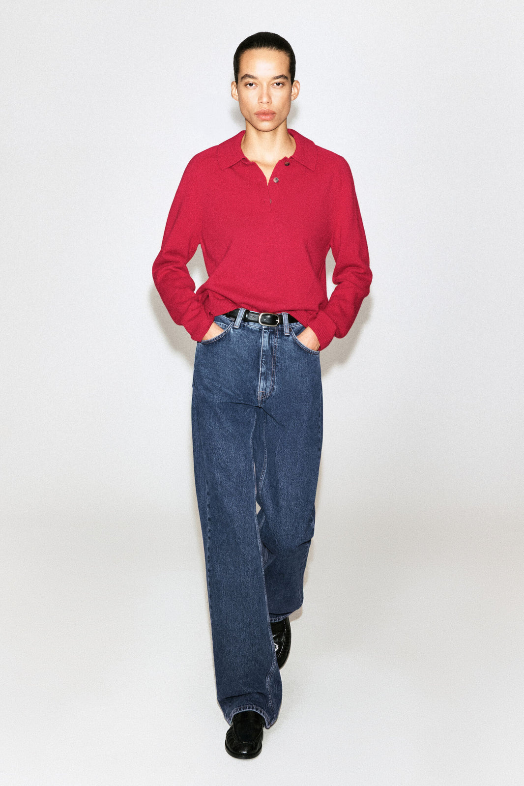 CAMISA DE POLO DE LANA MERINO - ROJO