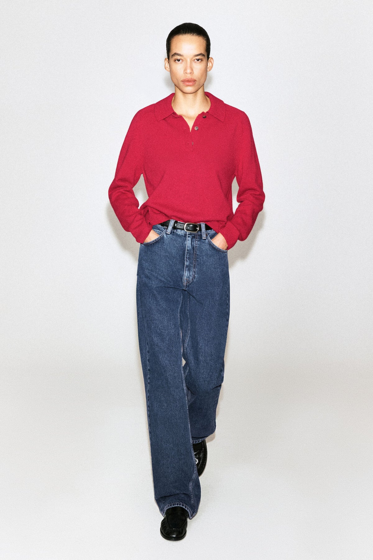 CAMISA DE POLO DE LANA MERINO - ROJO