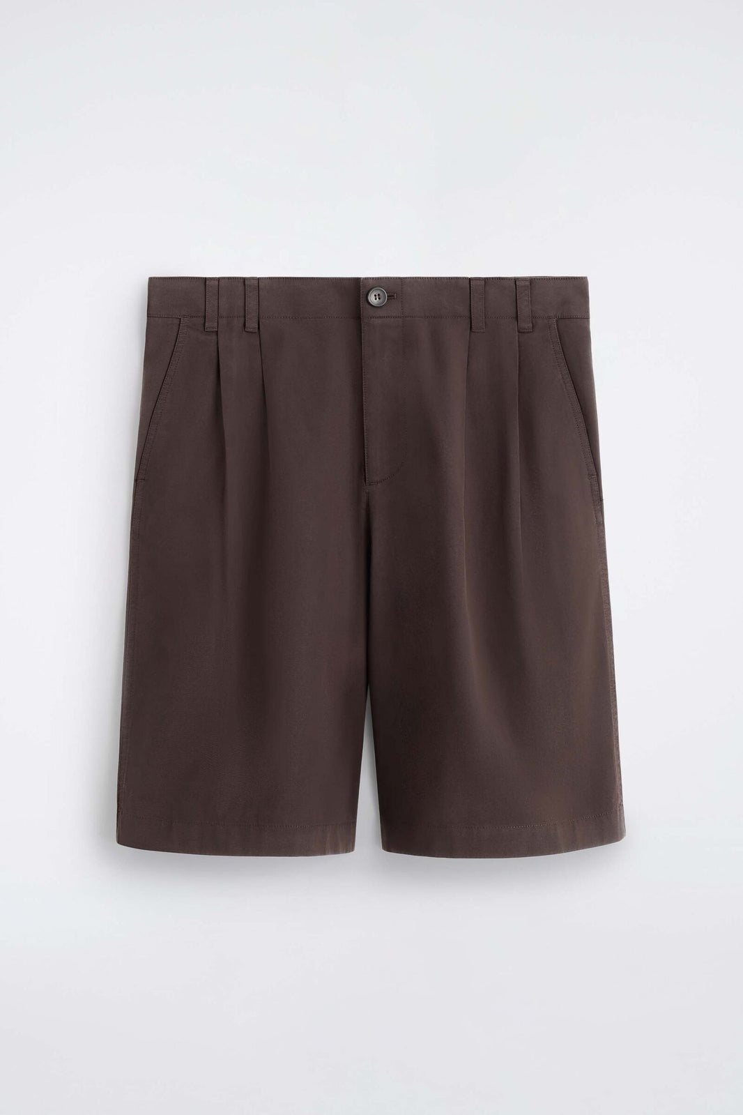 SHORTS DE ALGODÓN CON PLIEGUES - MARRÓN | DescriptiveStillLife