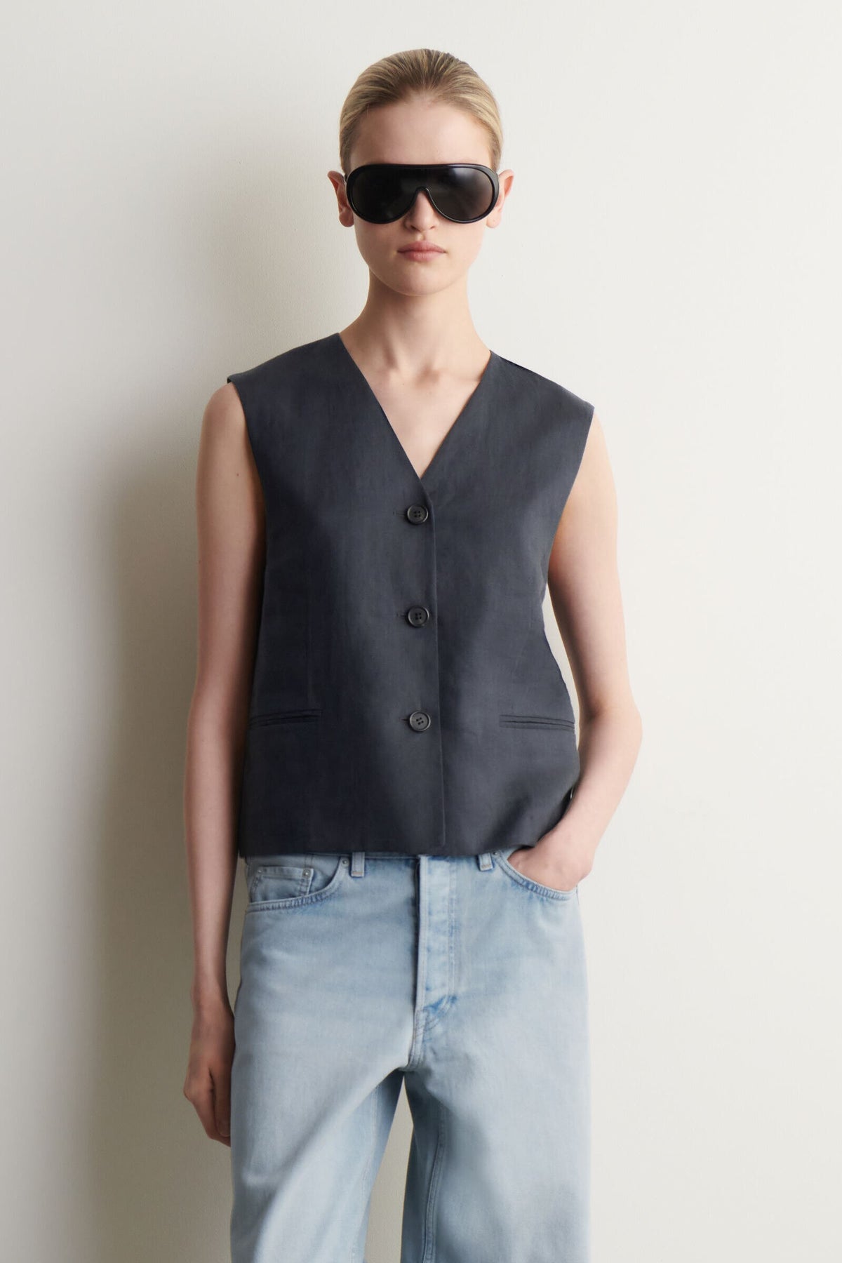 CHALECO DE LINO - AZUL MARINO - StillMedia/Lookbook