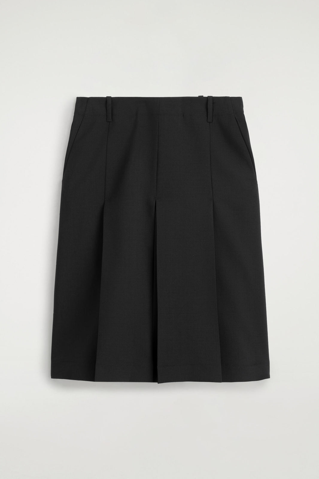 FALDA MIDI DE LANA CON PLIEGUES - NEGRO | DescriptiveStillLife