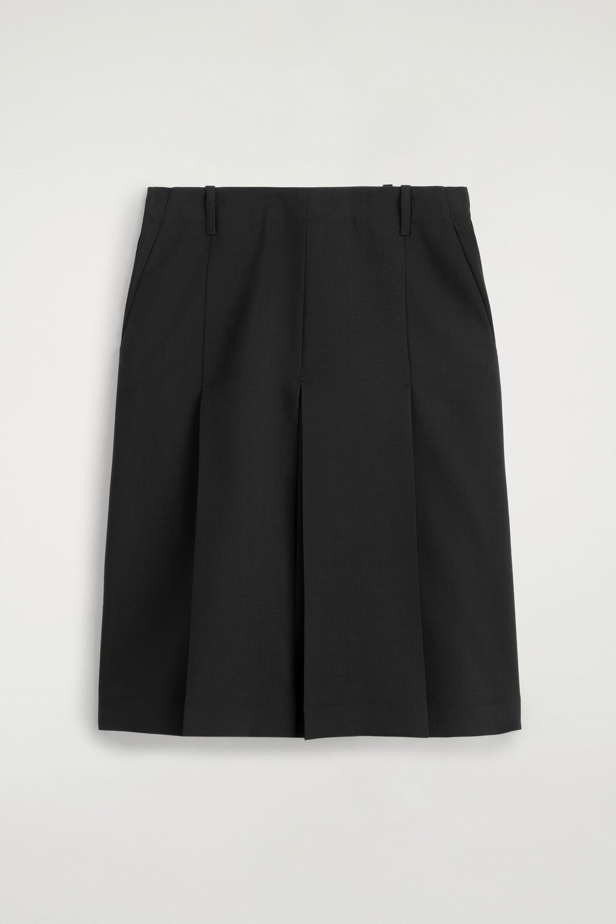 FALDA MIDI DE LANA CON PLIEGUES - NEGRO | DescriptiveStillLife