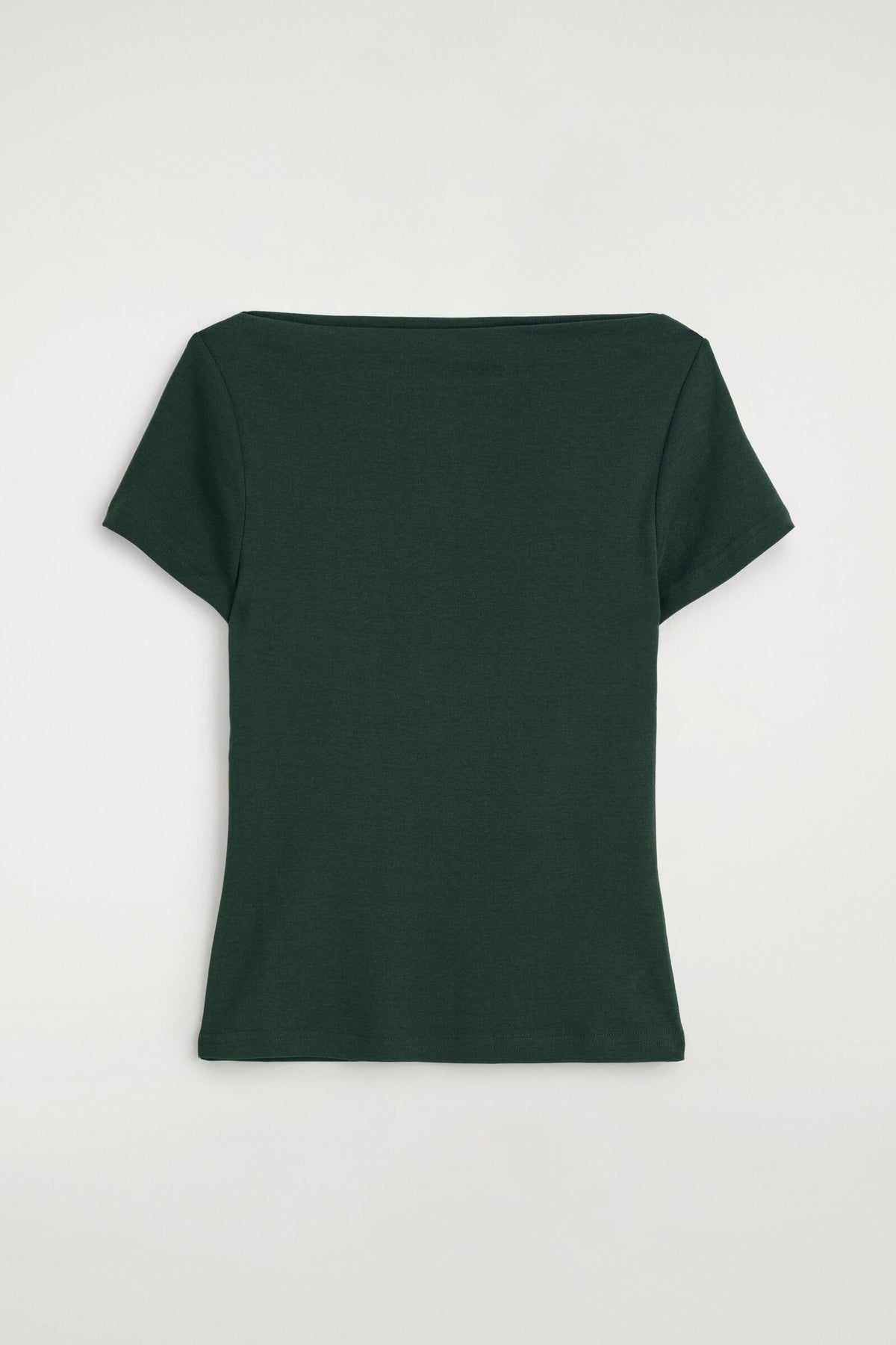 CAMISETA DE ALGODÓN DE CUELLO BARCO SLIM - VERDE OSCURO | DescriptiveStillLife