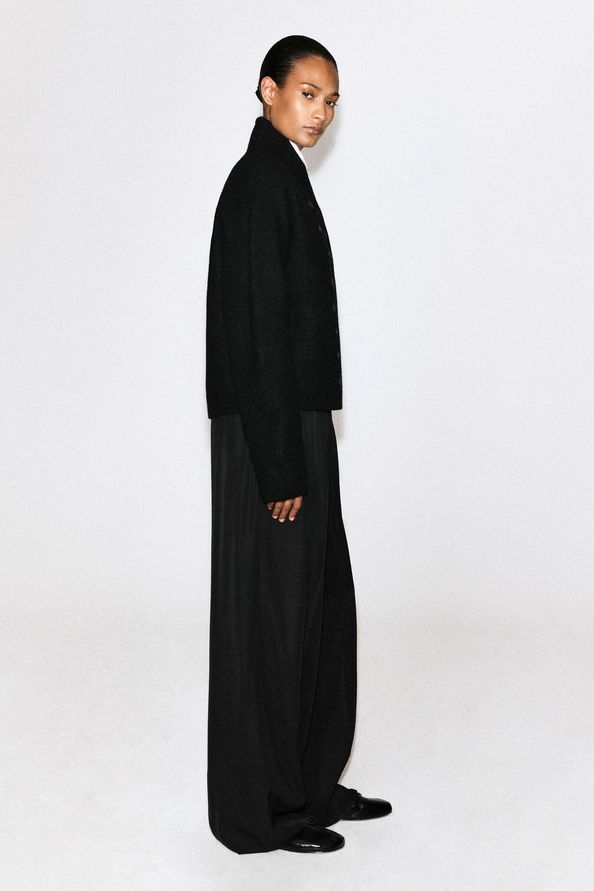 SACO DE UNIFORME DE LANA FIELTRADA - NEGRO