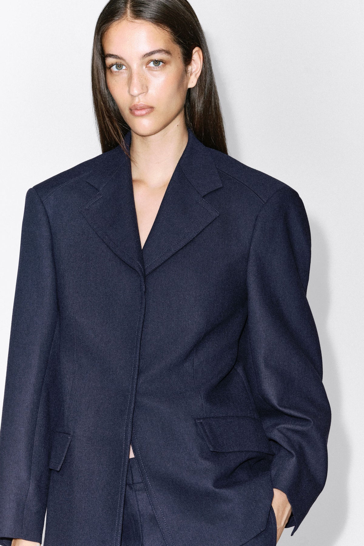 BLAZER ESTRUCTURADO DE MEZCLA DE LANA - NAVY