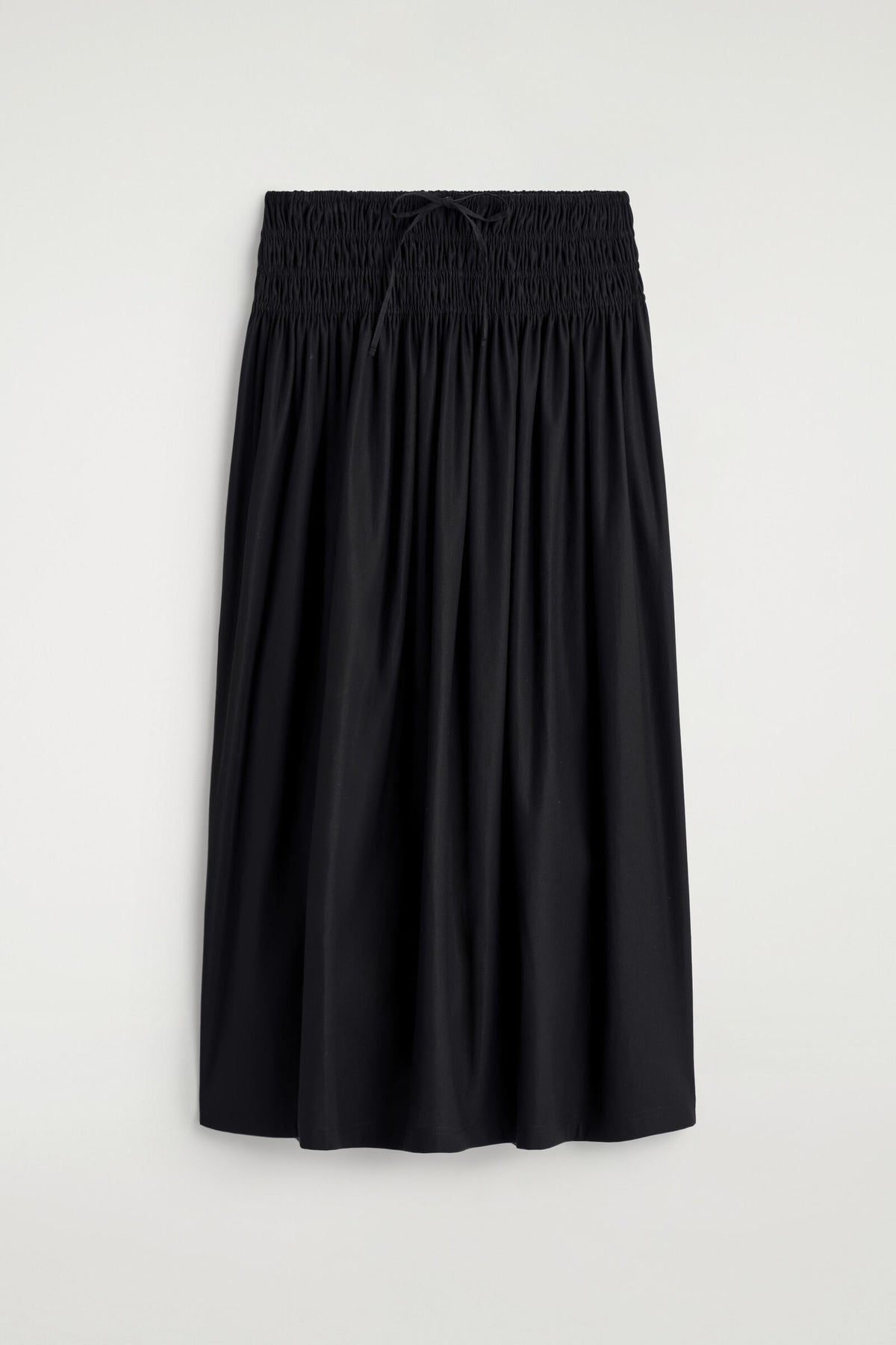 FALDA MIDI CON CINTURA FRUNCIDA - NEGRO | DescriptiveStillLife
