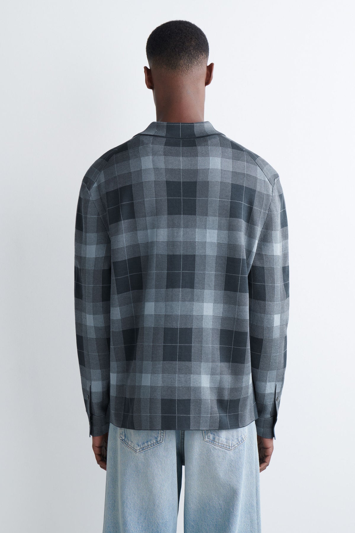 CAMISA DE ALGODÓN TEJIDO RELAJADO - AZUL MARINO / CUADROS - StillMedia/Lookbook