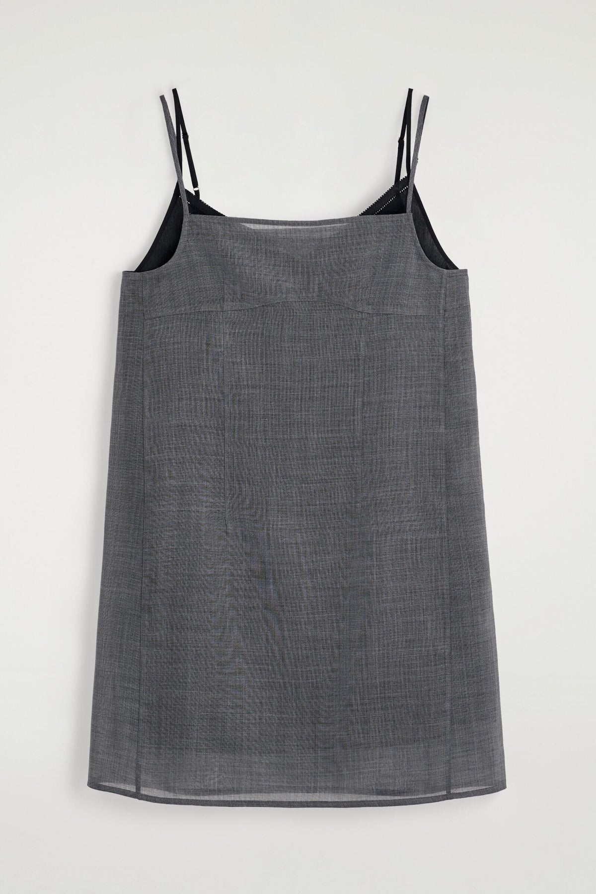VESTIDO MINI DE LANA SEMI-TRANSPARENTE CON CAPAS - GRIS JASPEADO / NEGRO - StillMedia/DescriptiveStillLife