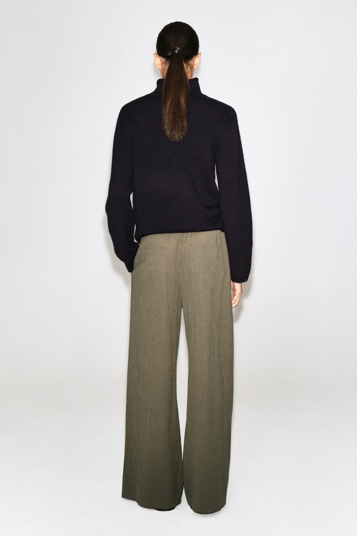 PANTALONES DE JERSEY ARRUGADO DE PIERNA ANCHA - MARRÓN CLARO