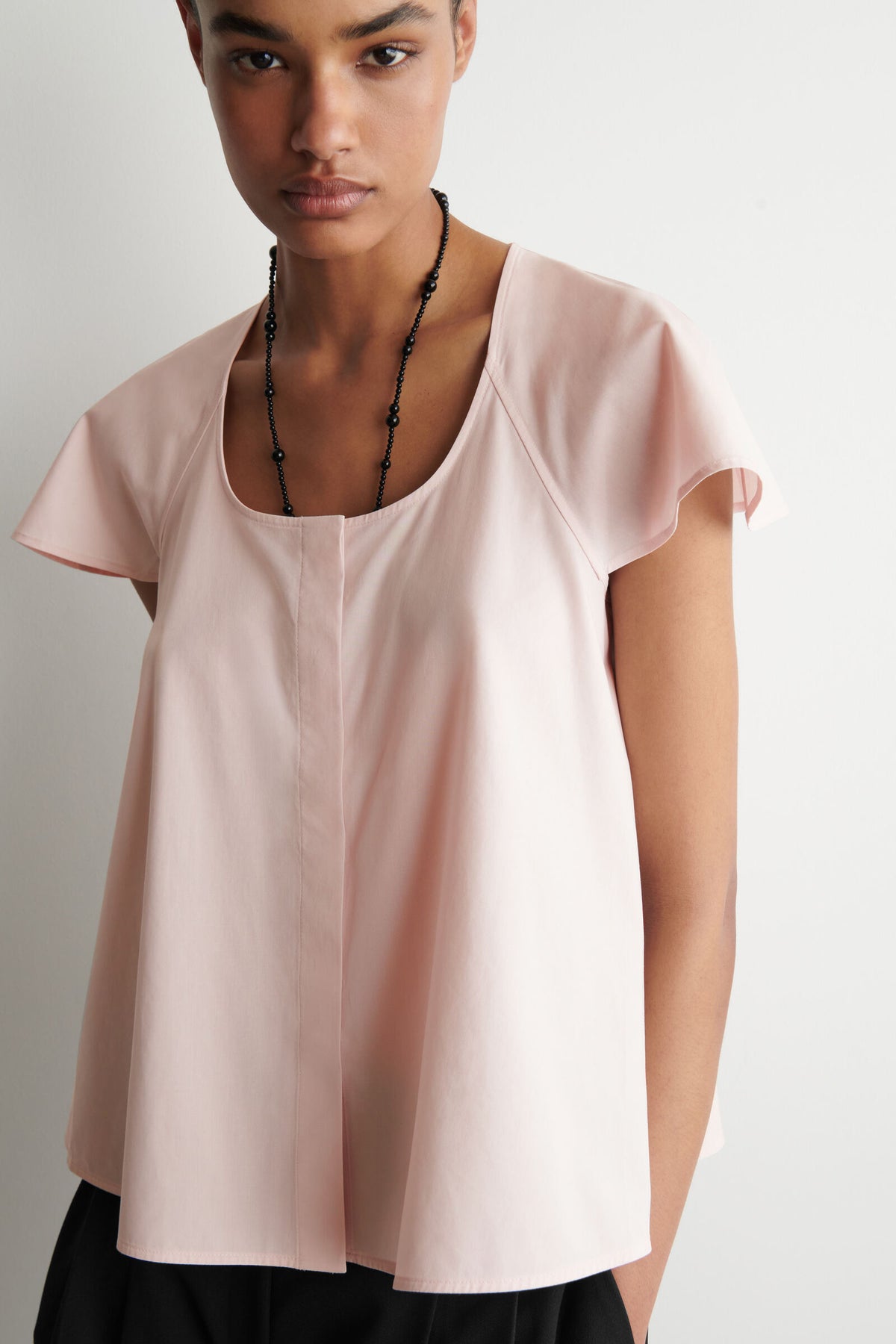 BLUSA DE ALGODÓN CON MANGAS ACAMPANADAS - ROSADO
