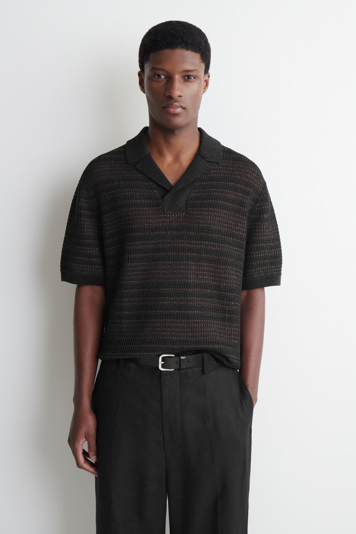 POLO DE PUNTO ABIERTO A RAYAS - NEGRO / ÓXIDO / A RAYAS - StillMedia/Lookbook