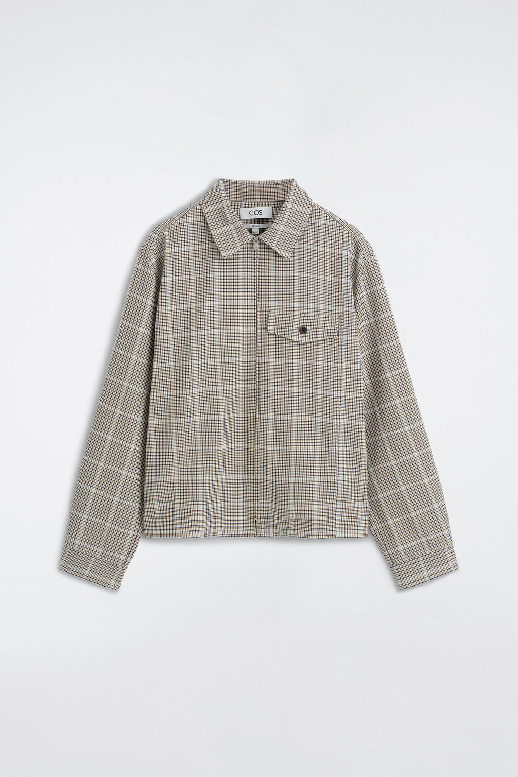 SOBRECAMISA DE ALGODÓN CON CIERRE DE CREMALLERA - BEIGE / A CUADROS | DescriptiveStillLife