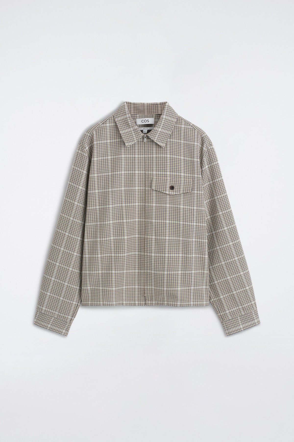 SOBRECAMISA DE ALGODÓN CON CIERRE DE CREMALLERA - BEIGE / A CUADROS | DescriptiveStillLife
