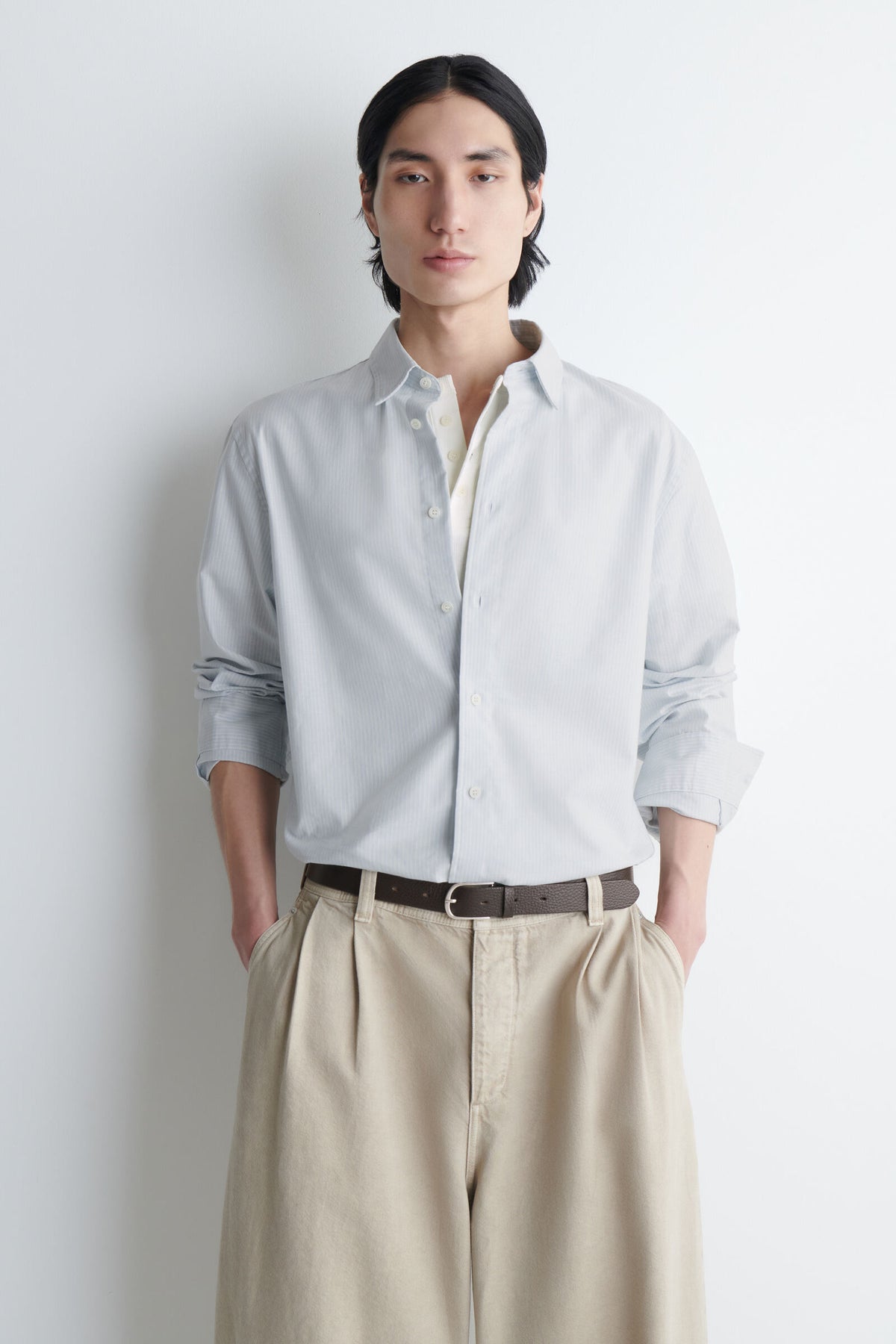 CAMISA DE ALGODÓN OXFORD - AZUL / BLANCO / RAYADO 