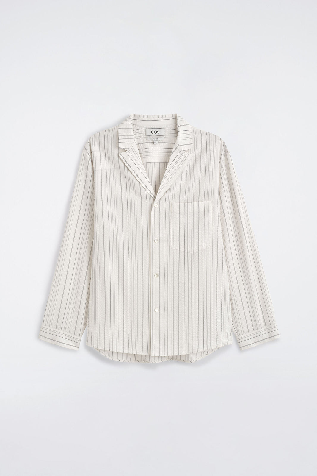 CAMISA CON CUELLO CAMP Y RAYAS - BLANCO | DescriptiveStillLife