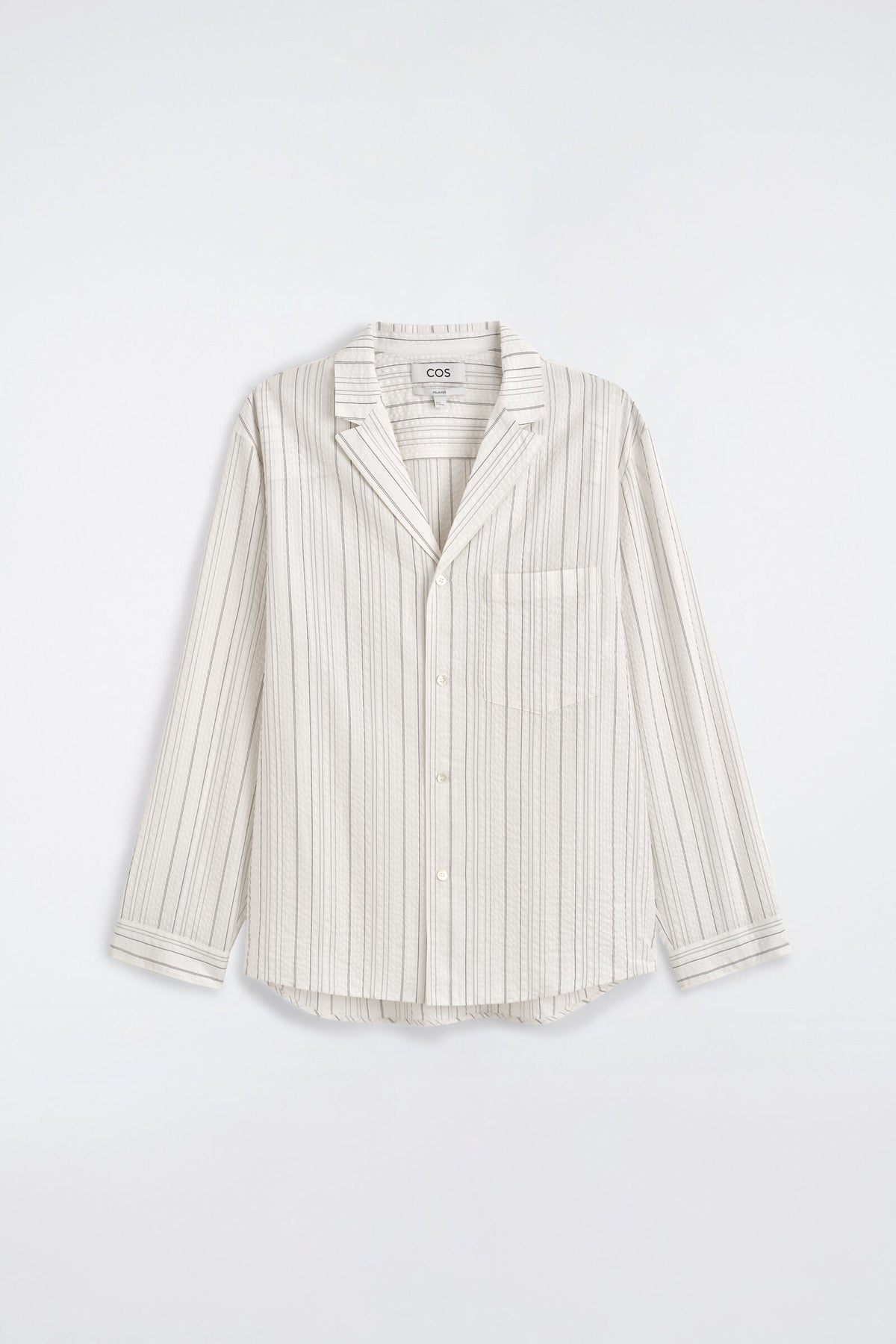 CAMISA CON CUELLO CAMP Y RAYAS - BLANCO | DescriptiveStillLife