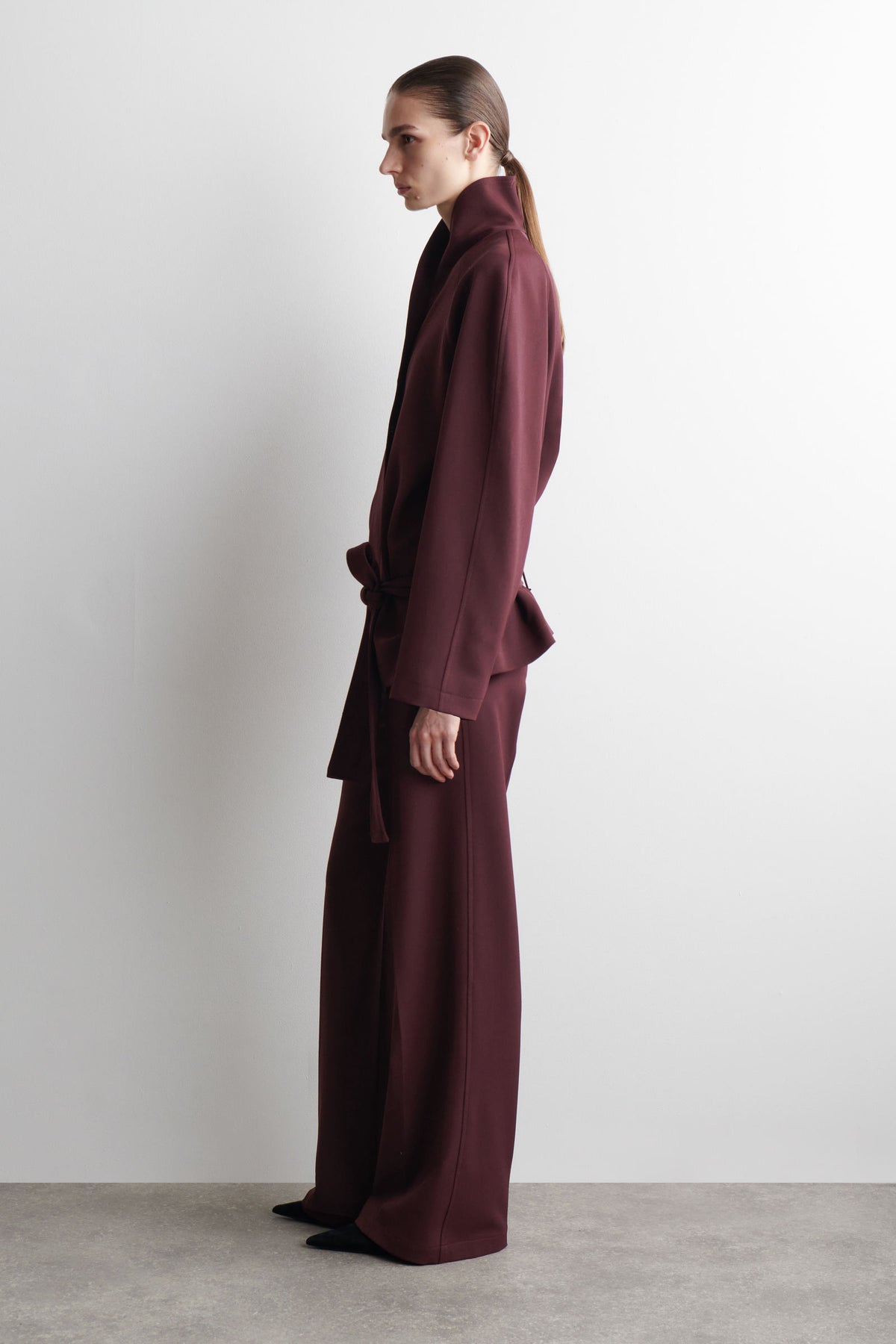 CHAQUETA CON CUELLO DE CHAL DE MEZCLA DE LANA - VINO
