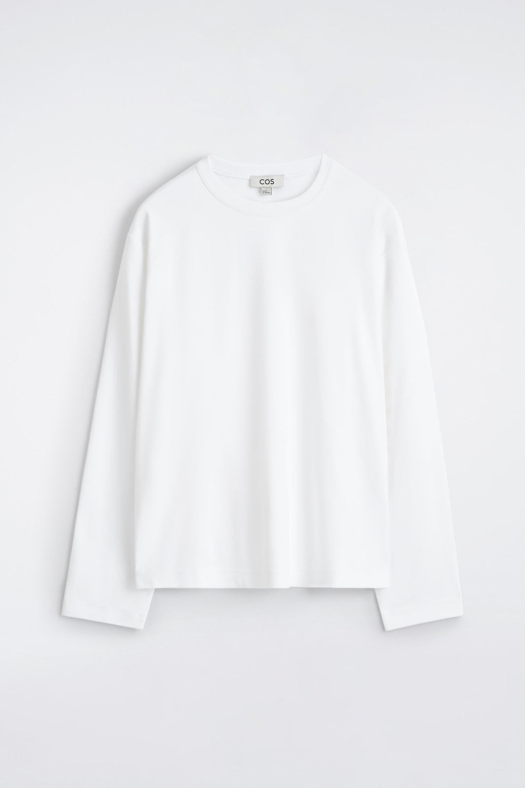 CAMISETA DE JERSEY INTERLOCK RELAJADA DE MANGA LARGA - BLANCO