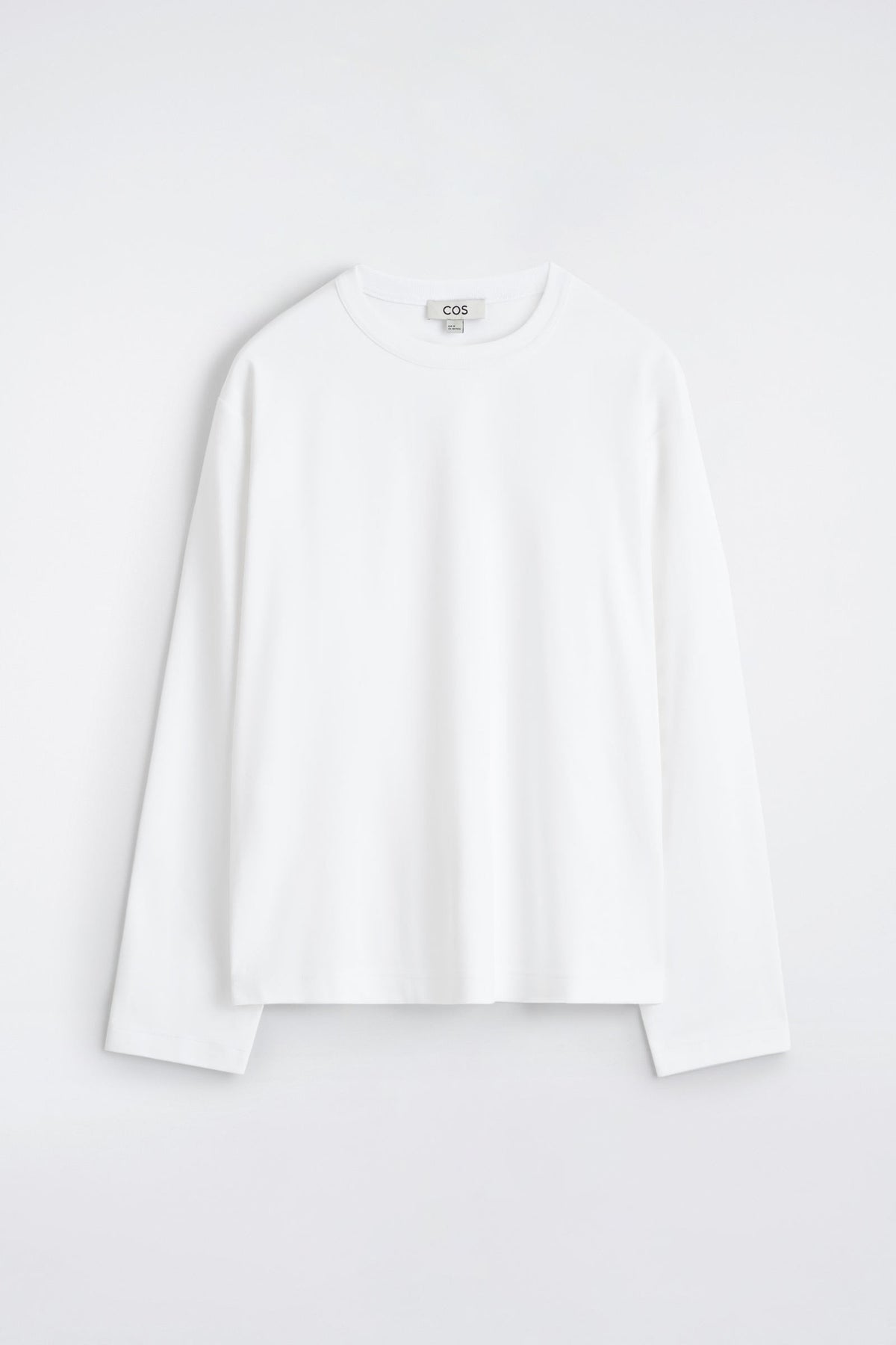 CAMISETA DE JERSEY INTERLOCK RELAJADA DE MANGA LARGA - BLANCO