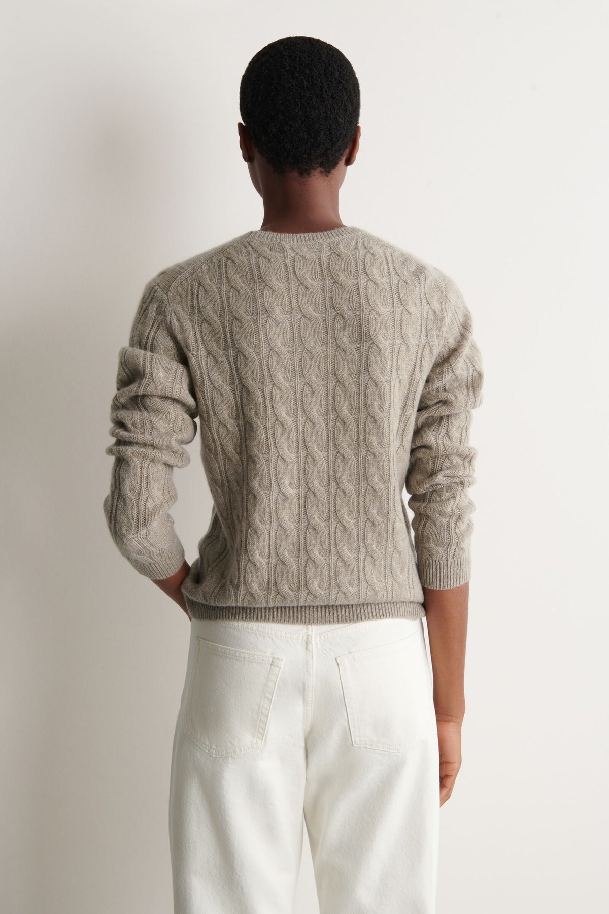 SUÉTER DE CASHMERE TEJIDO DE TRENZA - BEIGE