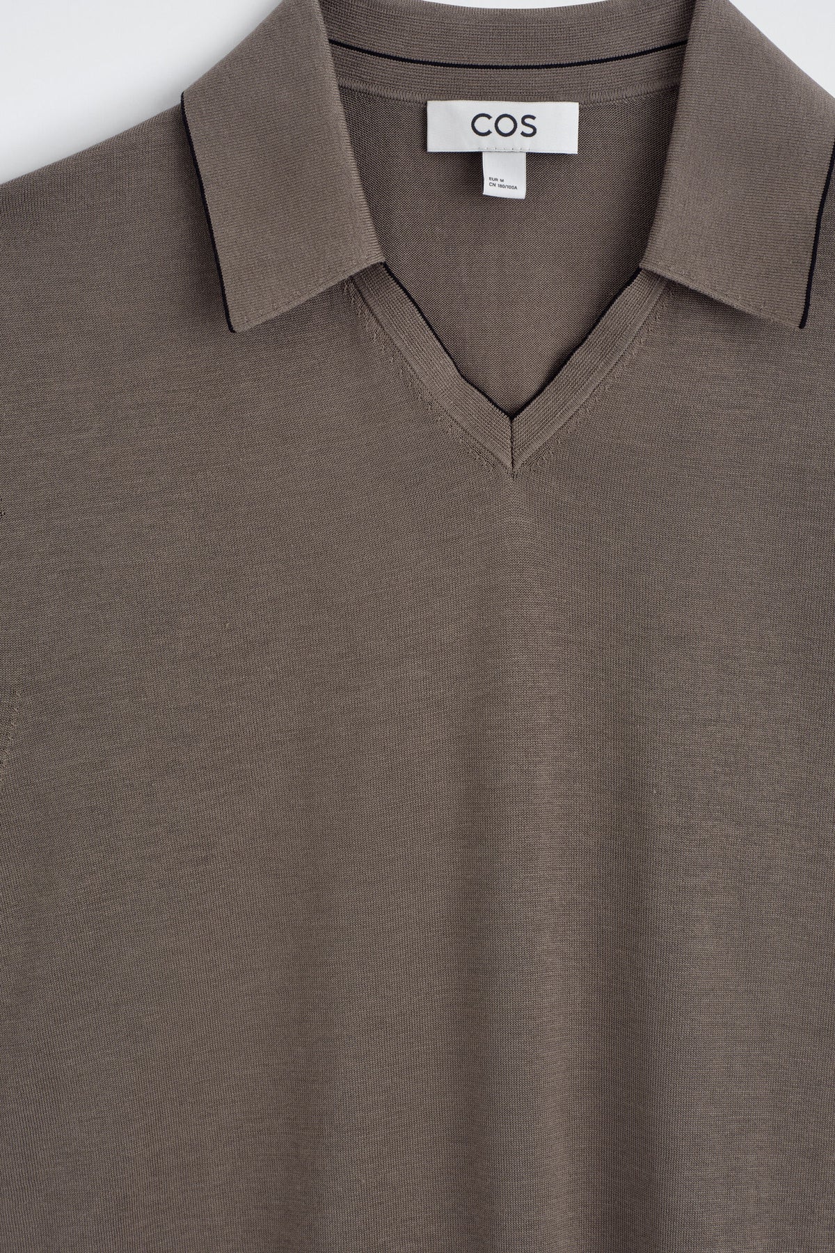 POLO DE SEDA Y ALGODÓN CON CONTRASTE - MARRÓN | DescriptiveDetail