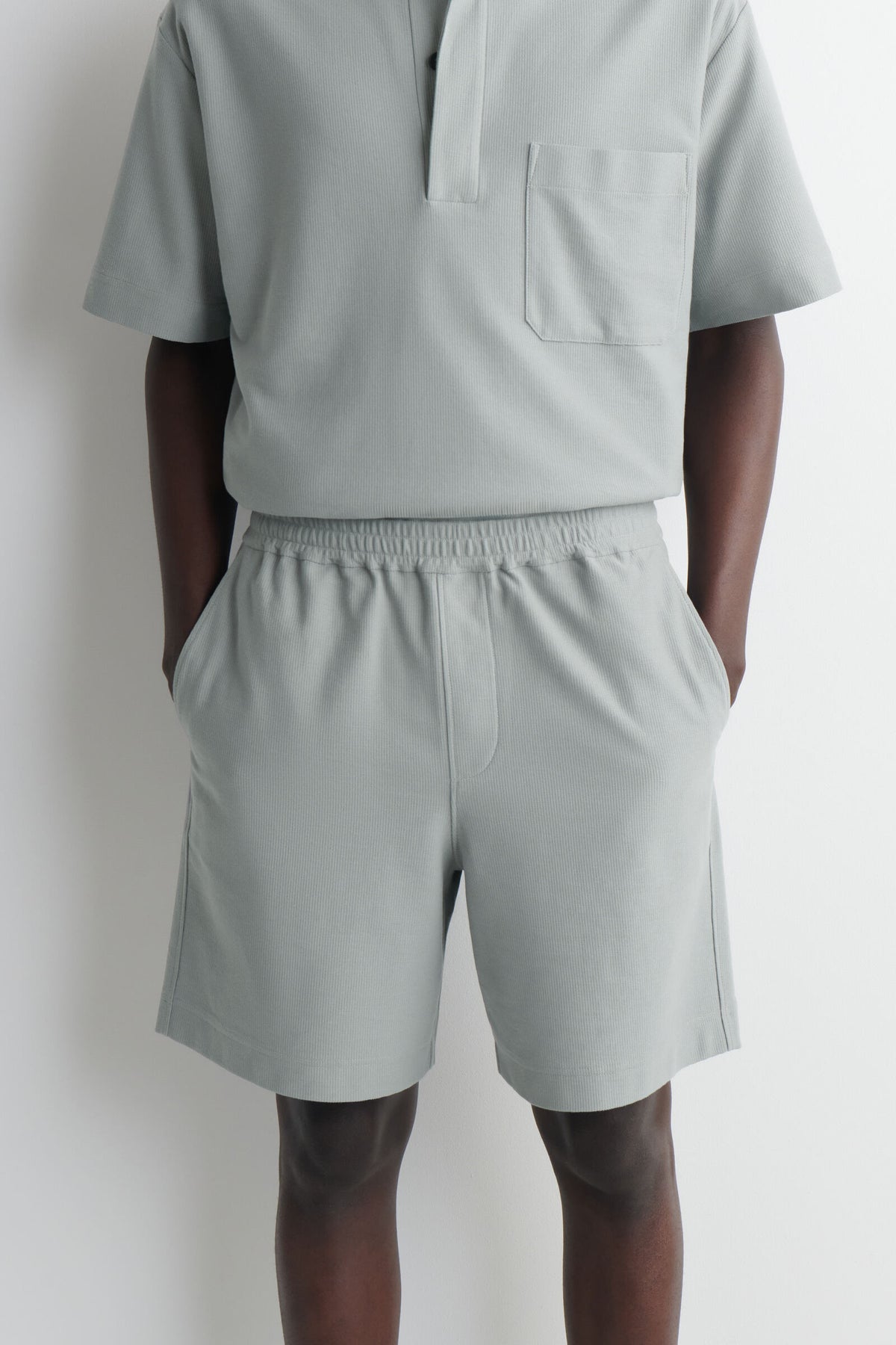 PANTALONES CORTOS DE ALGODÓN PIQUÉ CON ELÁSTICO - GRIS