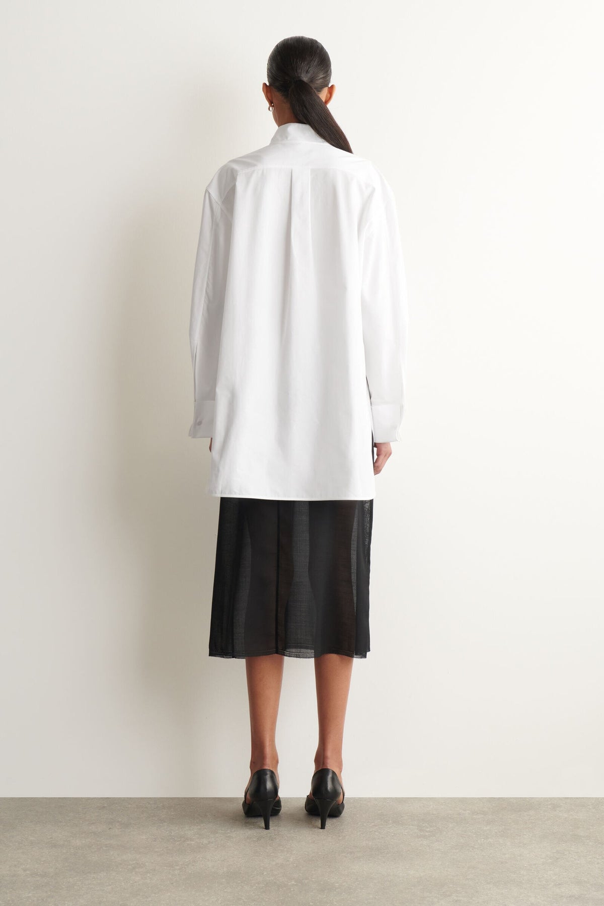 CAMISA DE FRAC DE ALGODÓN CON CUELLO DE ALA - BLANCO