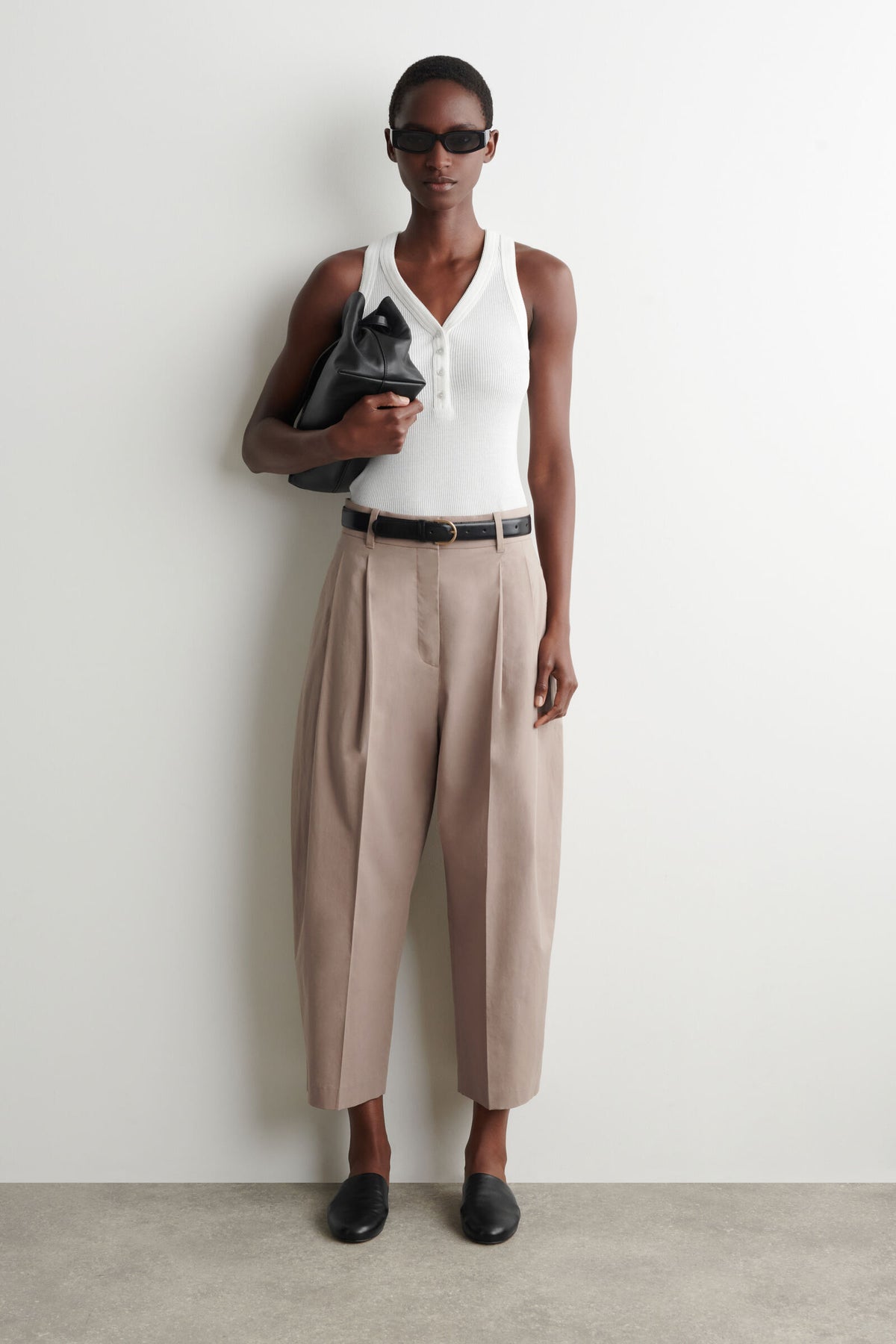 PANTALONES DE ALGODÓN SASTREROS DE CORTE RECTO - BEIGE
