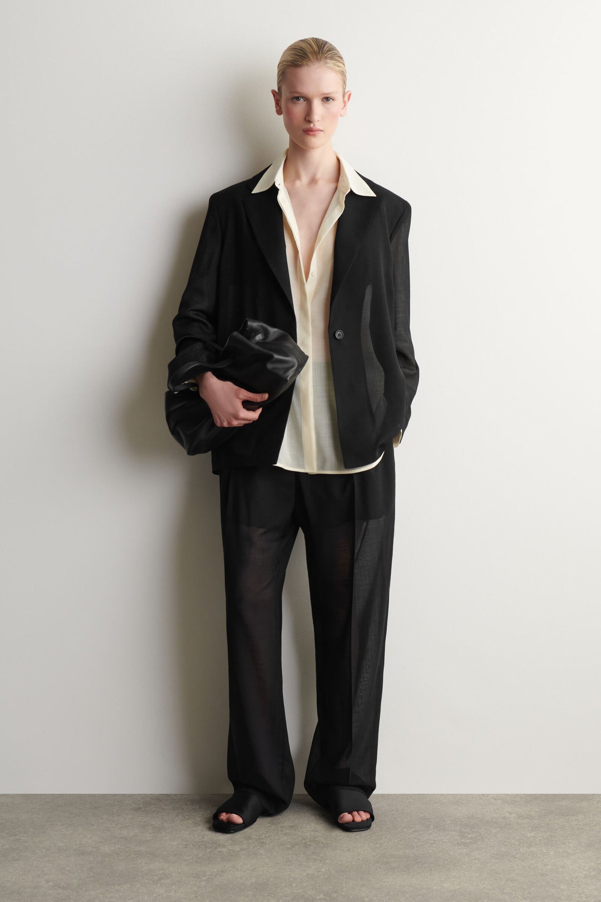 CAMISA FLUIDA DE LANA-VOILE - CREMA