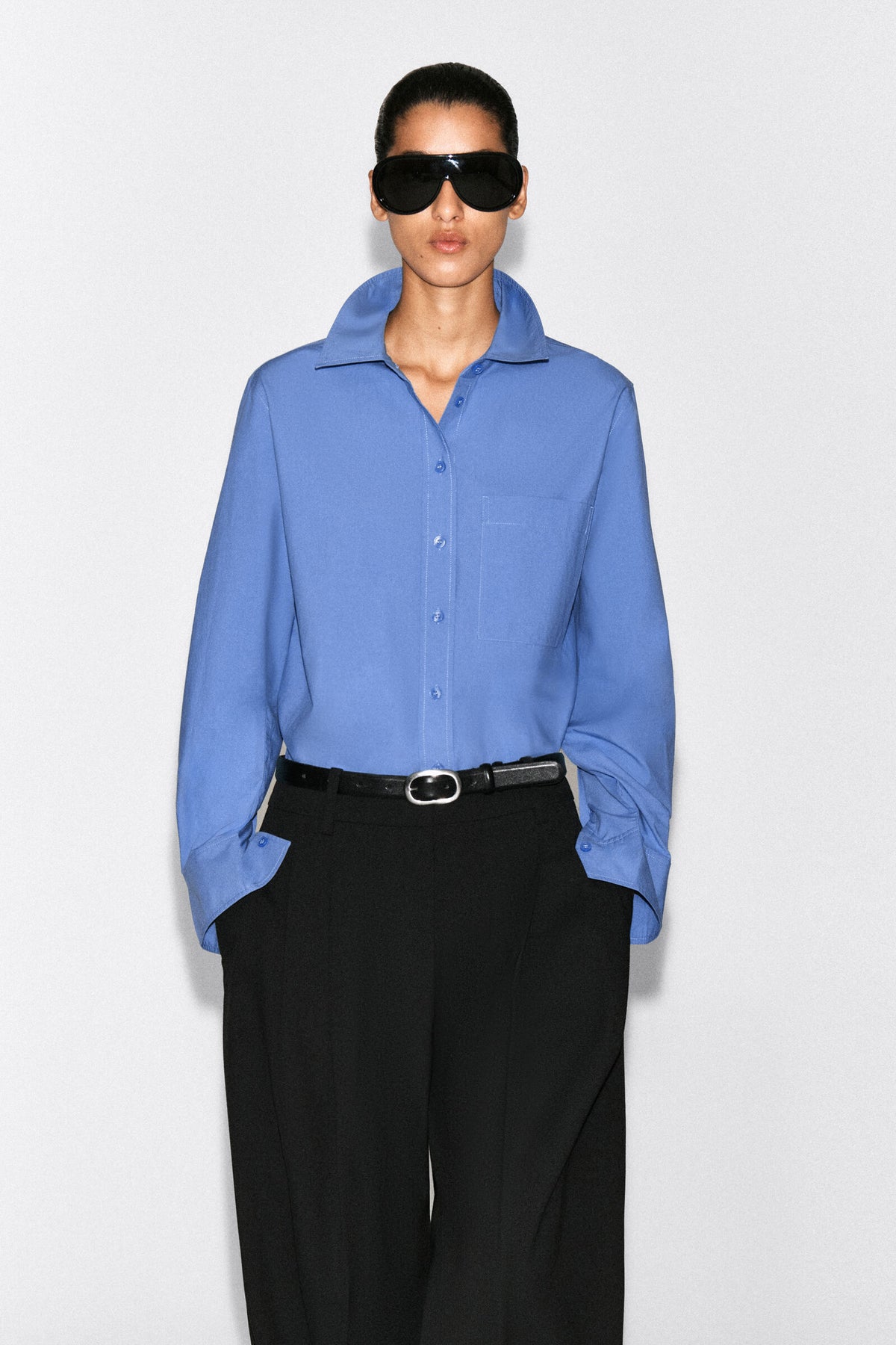 CAMISA DE ALGODÓN PIMA  - AZUL