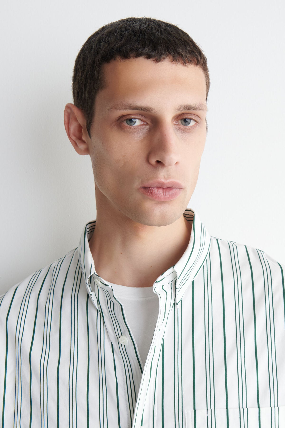 CAMISA OVERSIZED DE POPELINA DE ALGODÓN A RAYAS - BLANCO / VERDE / RAYADO