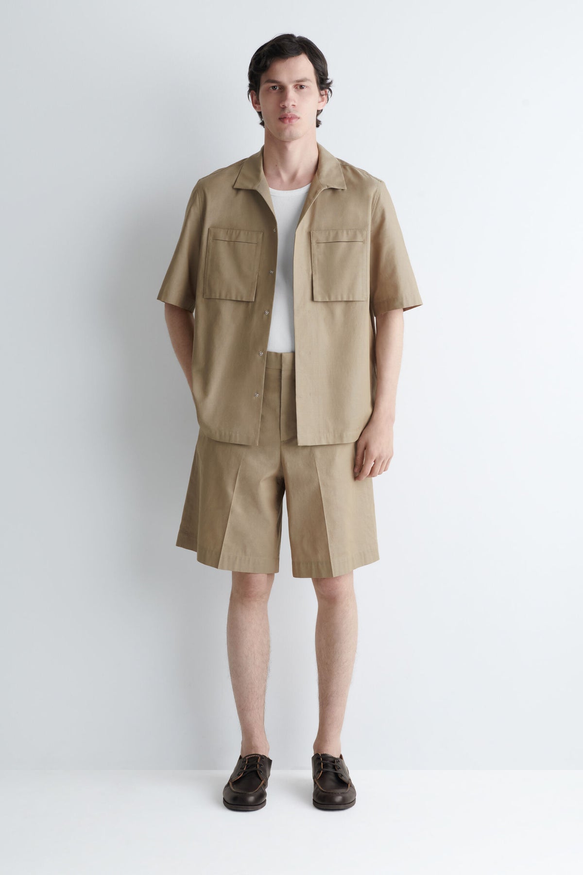 SHORTS DE ALGODÓN TEXTURIZADO - BEIGE