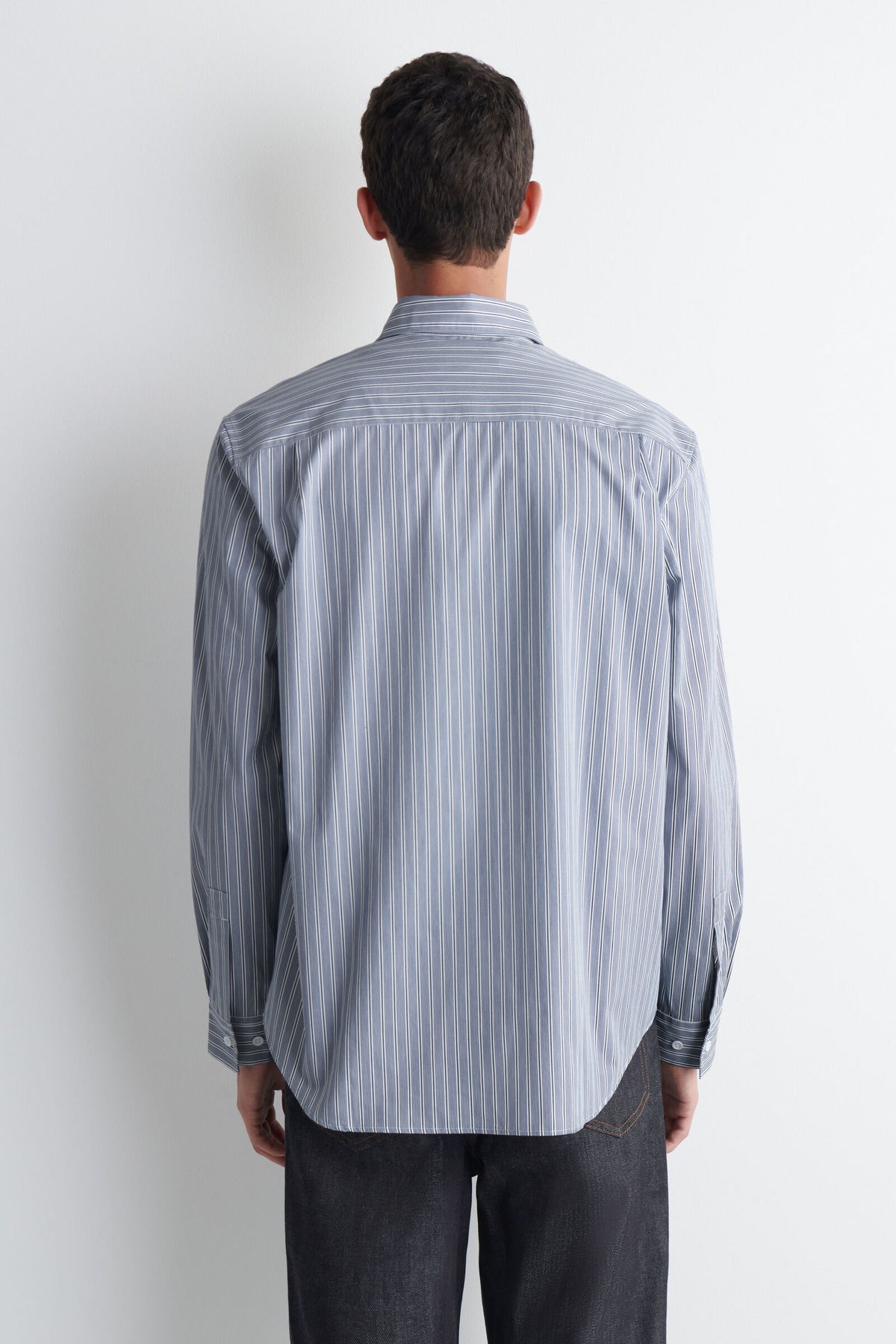 CAMISA DE ALGODÓN A RAYAS RELAJADA - AZUL / RAYADO
