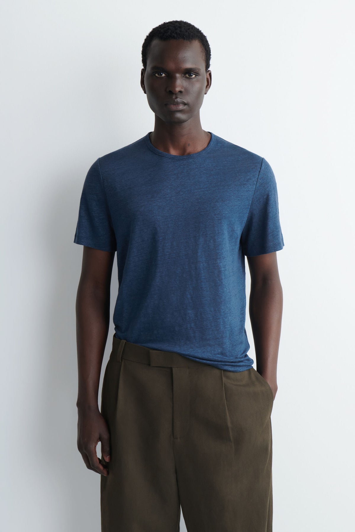 CAMISETA DE JERSEY DE LINO - AZUL MARINO