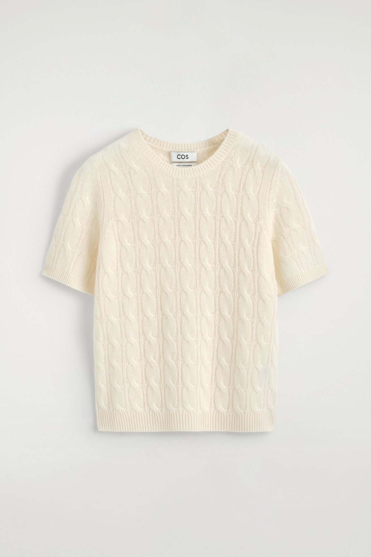 CAMISETA DE CASHMERE PUNTO TRENZADO - MARFIL | DescriptiveStillLife