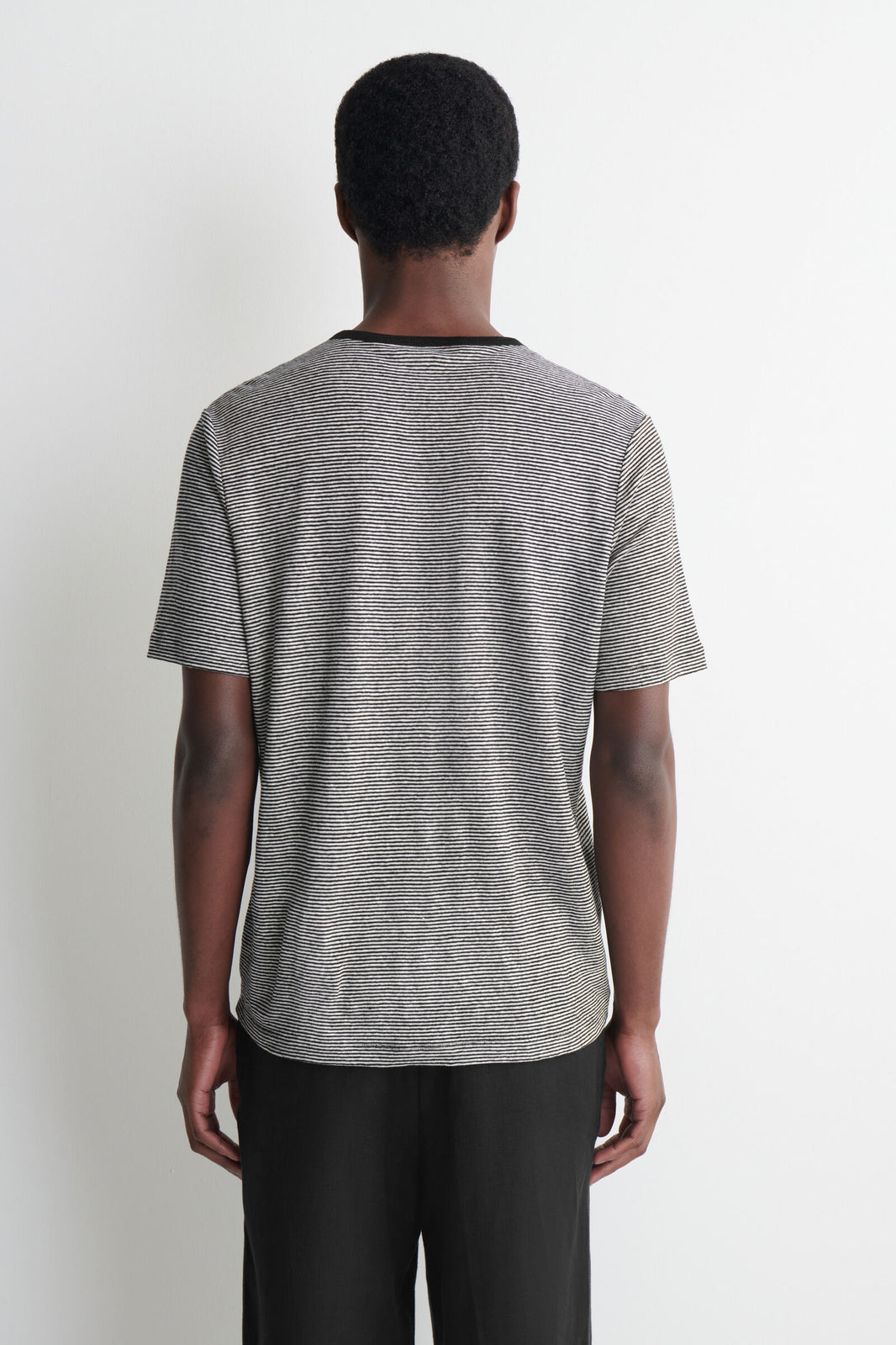 CAMISETA DE JERSEY DE LINO - NEGRO / RAYAS